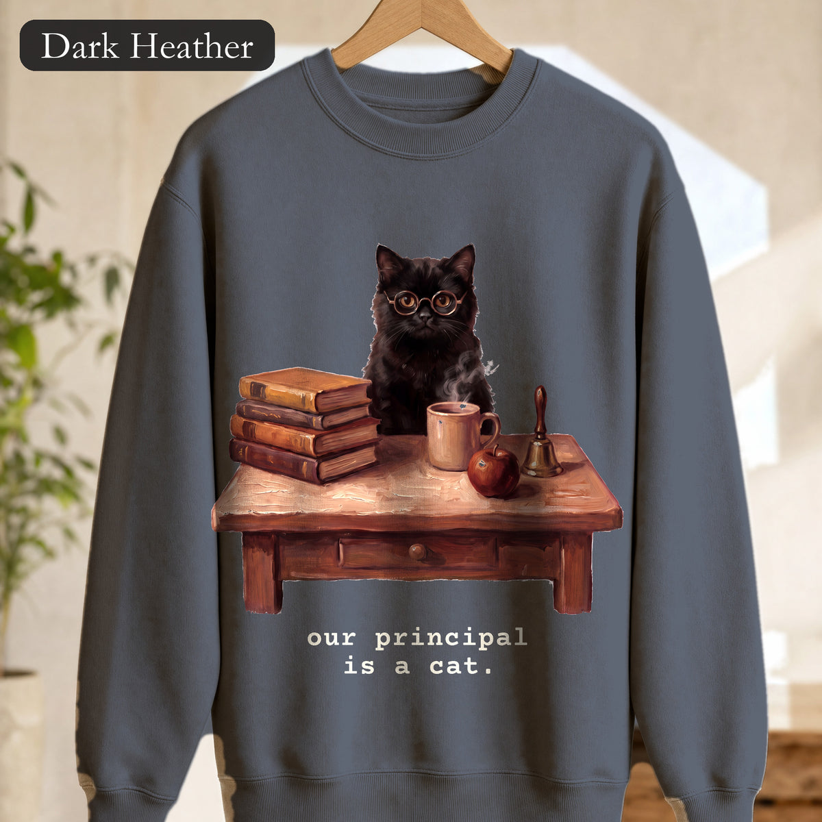 Our Principal Is A Cat Sweatshirt, Funny Homeschool Mom Crewneck, Homeschool Family Cat Sweatshirt, Homeschool Gift