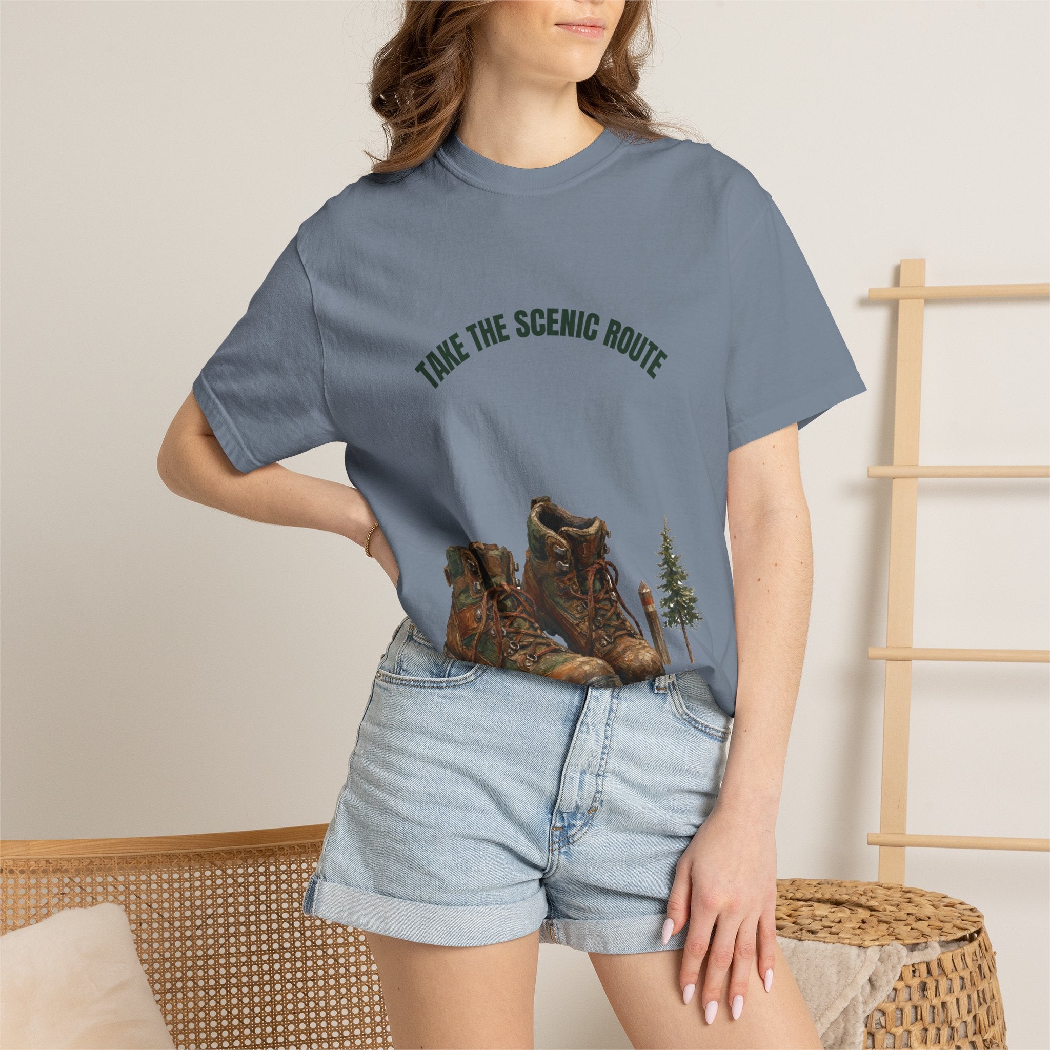 Take the Scenic Route Shirt, Hiking Trail Tee, Outdoor Adventure Nature Gift, Painterly Mountain Sweatshirt
