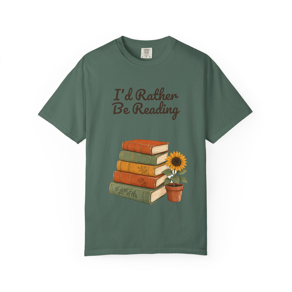 I'd Rather Be Reading Shirt, Book Lover Tee, Bookish Reader Gift, Cozy Sunflower Reading Sweatshirt