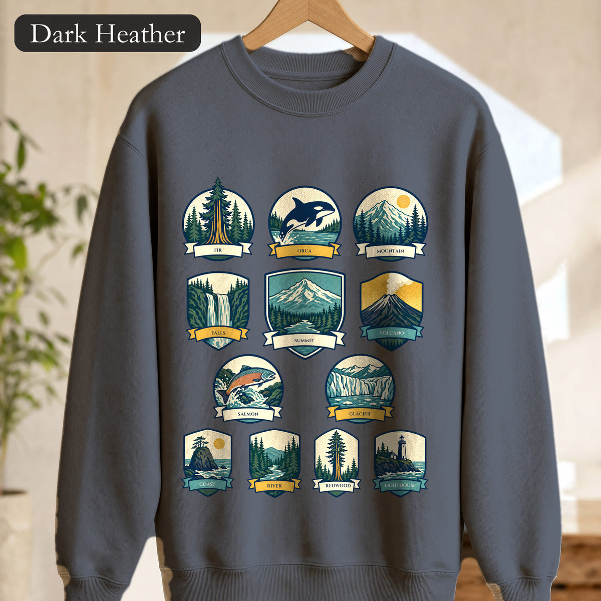 Pacific Northwest Shirt, PNW National Parks Badge Tee, Hiking Camping Gift, Retro Outdoor Adventure Sweatshirt