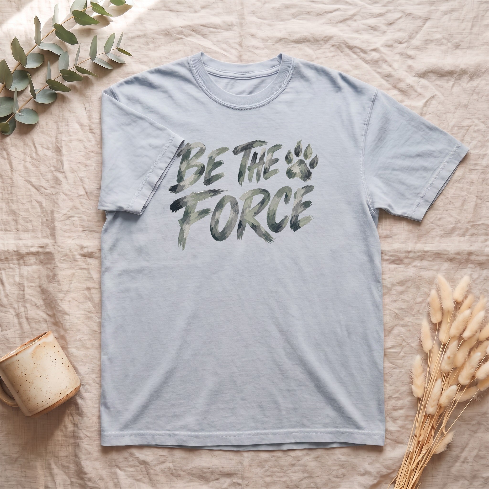 Be The Force Shirt, Camo Motivational Tee, Inspirational Encouragement Gift, Positive Vibes Paw Print Sweatshirt
