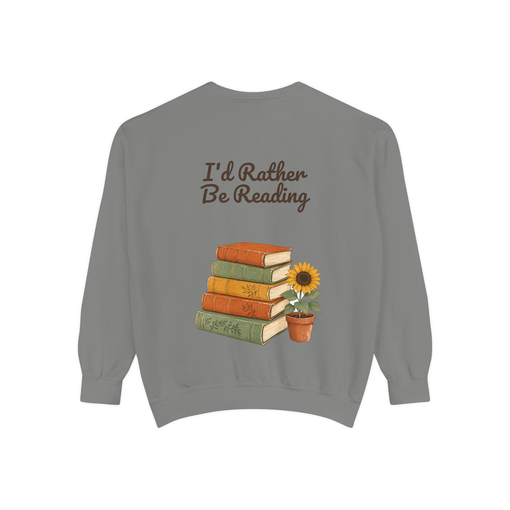 I'd Rather Be Reading Shirt, Book Lover Tee, Bookish Reader Gift, Cozy Sunflower Reading Sweatshirt