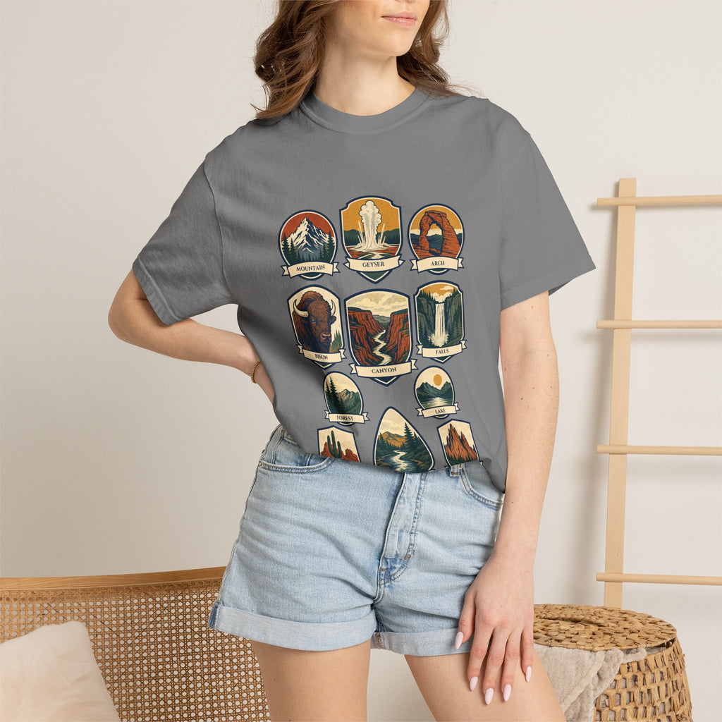 National Parks Shirt, 63 National Parks Badge Tee, Hiking Camping Gift, Retro Adventure Sweatshirt, Outdoor Nature Lover