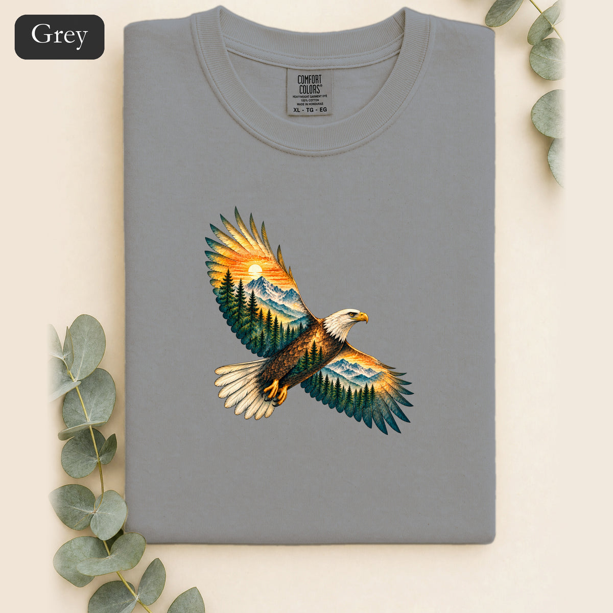 Soaring Eagle Mountain Scene Shirt | Nature Bird Graphic