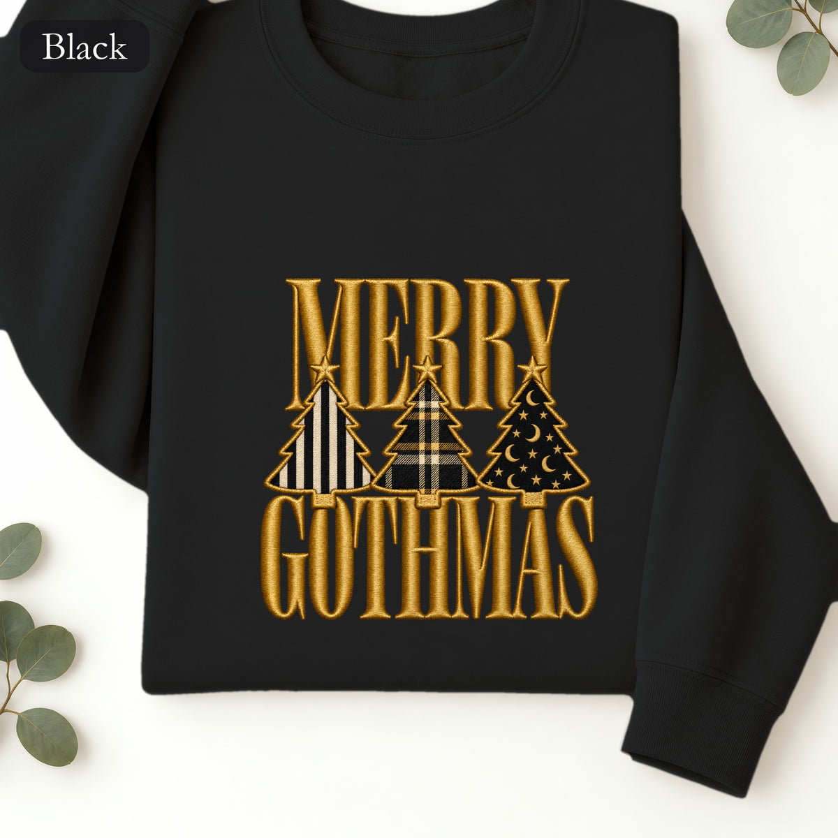 Merry Gothmas Sweatshirt | Gothic Christmas Tree Typography