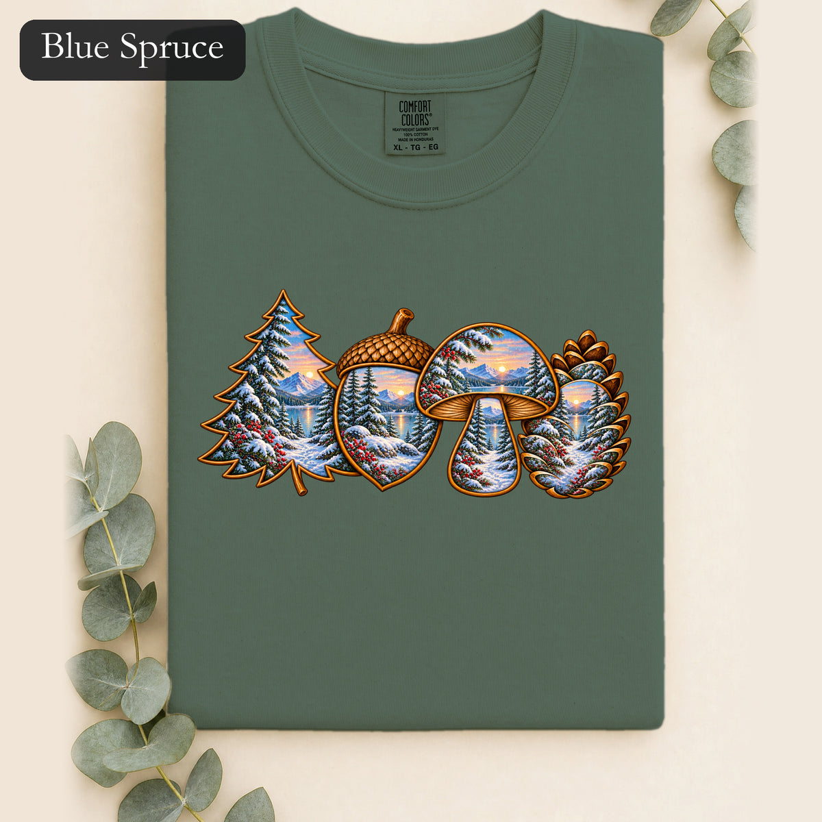 Winter Forest Tee, Vintage Cabin Nature Shirt