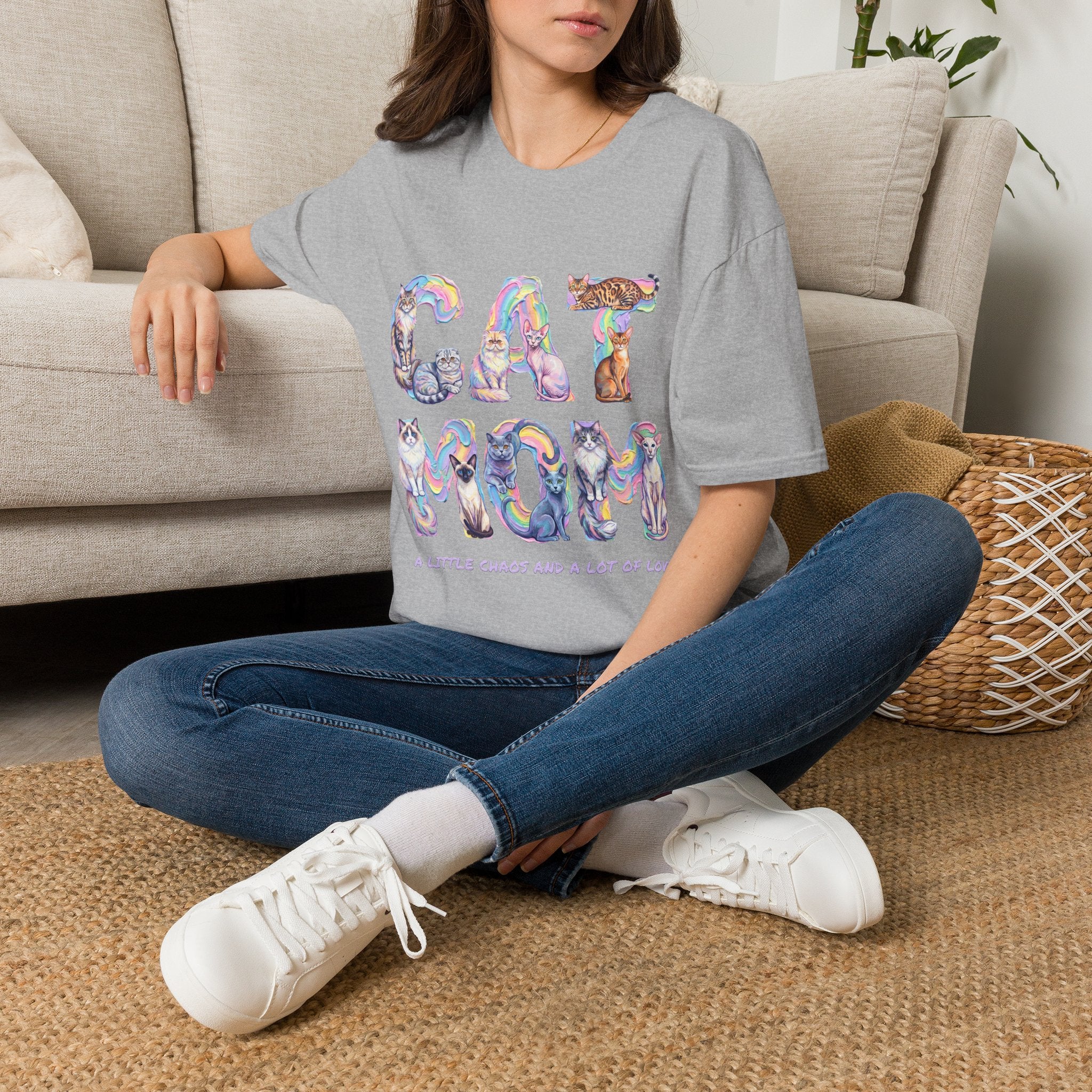 Cat Mom T-Shirt — Pastel Cat Lover Tee, Gift for Cat Moms