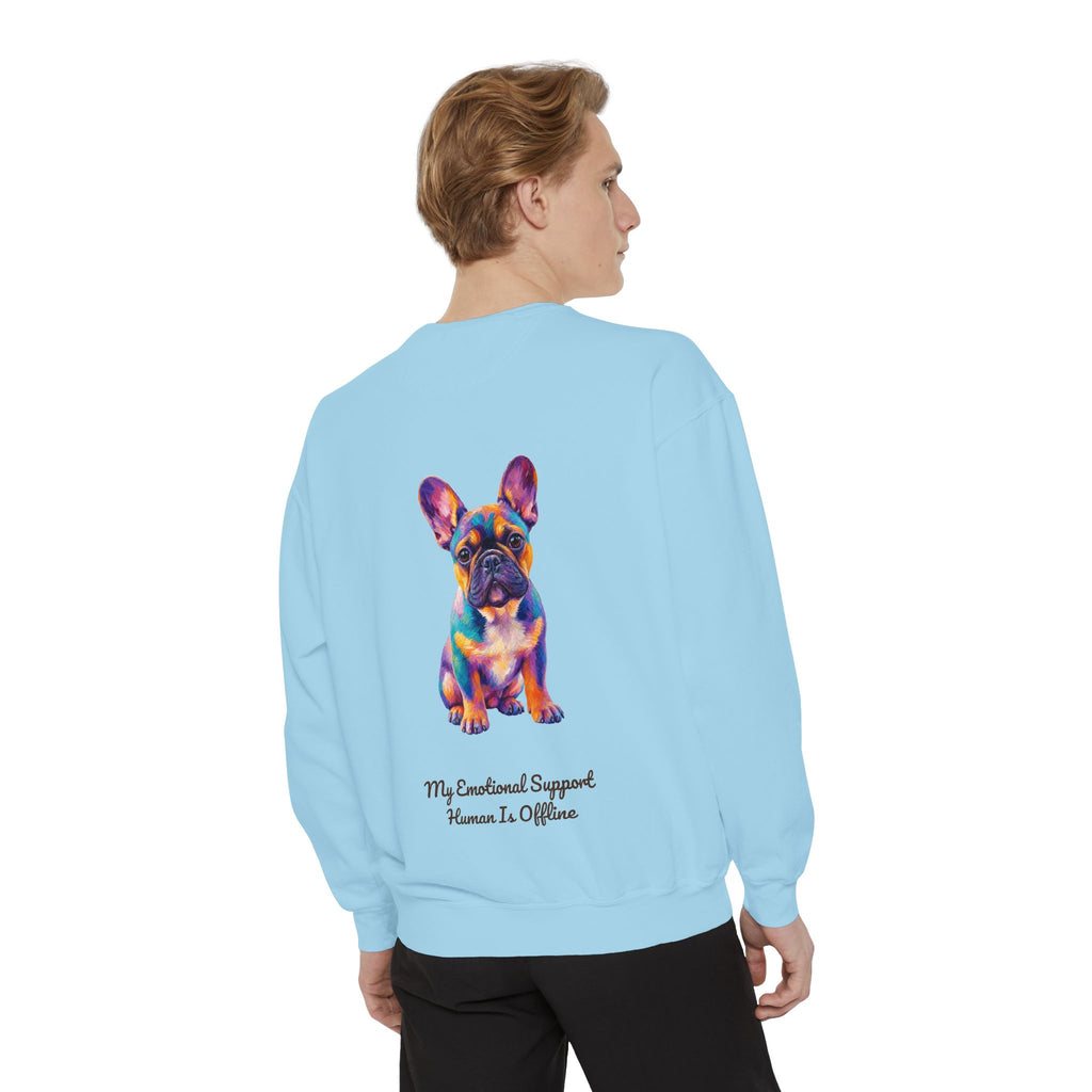 French Bulldog Shirt, My Emotional Support Human Is Offline Tee, Funny Frenchie Dog Mom Gift, Painterly Dog Lover Sweatshirt