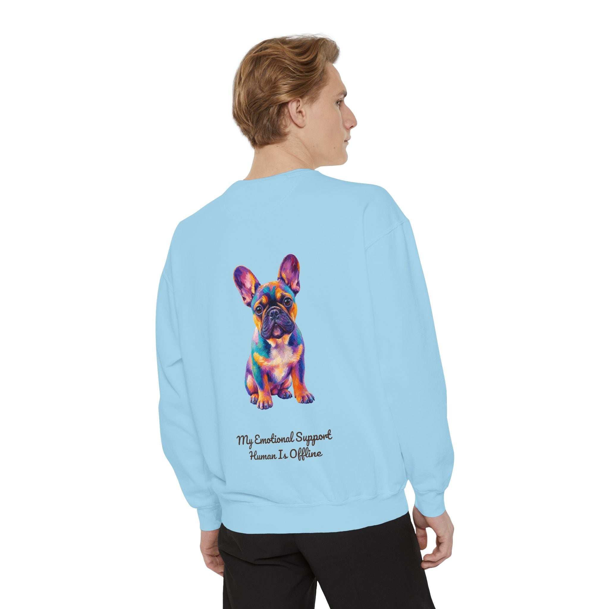 French Bulldog Shirt, My Emotional Support Human Is Offline Tee, Funny Frenchie Dog Mom Gift, Painterly Dog Lover Sweatshirt
