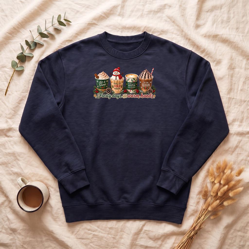 Cozy Holiday Hot Cocoa Graphic Crewneck Sweatshirt | Winter Drink Design
