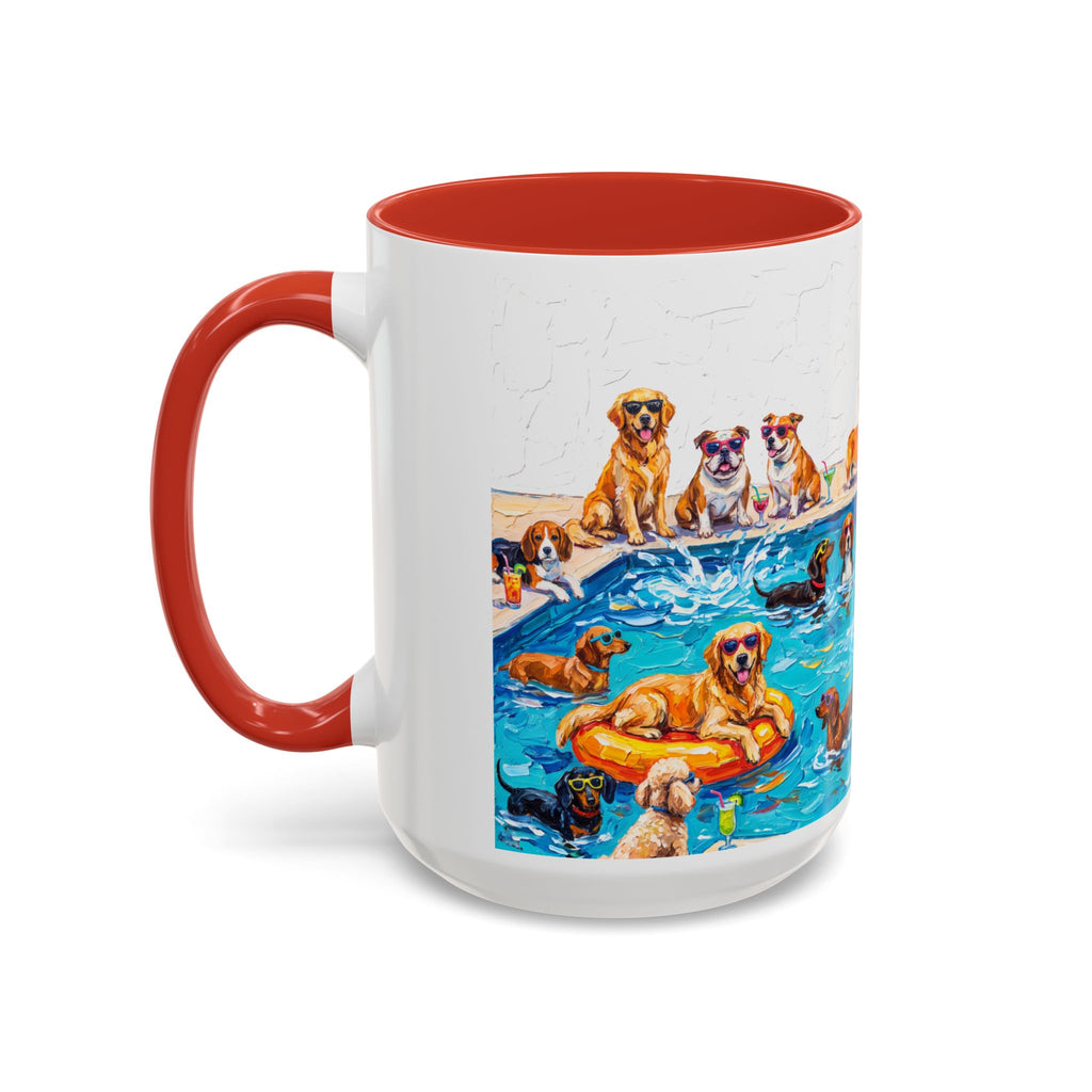 Dogs Pool Party Coffee Mug — Funny Summer Dog Mug (15 oz)