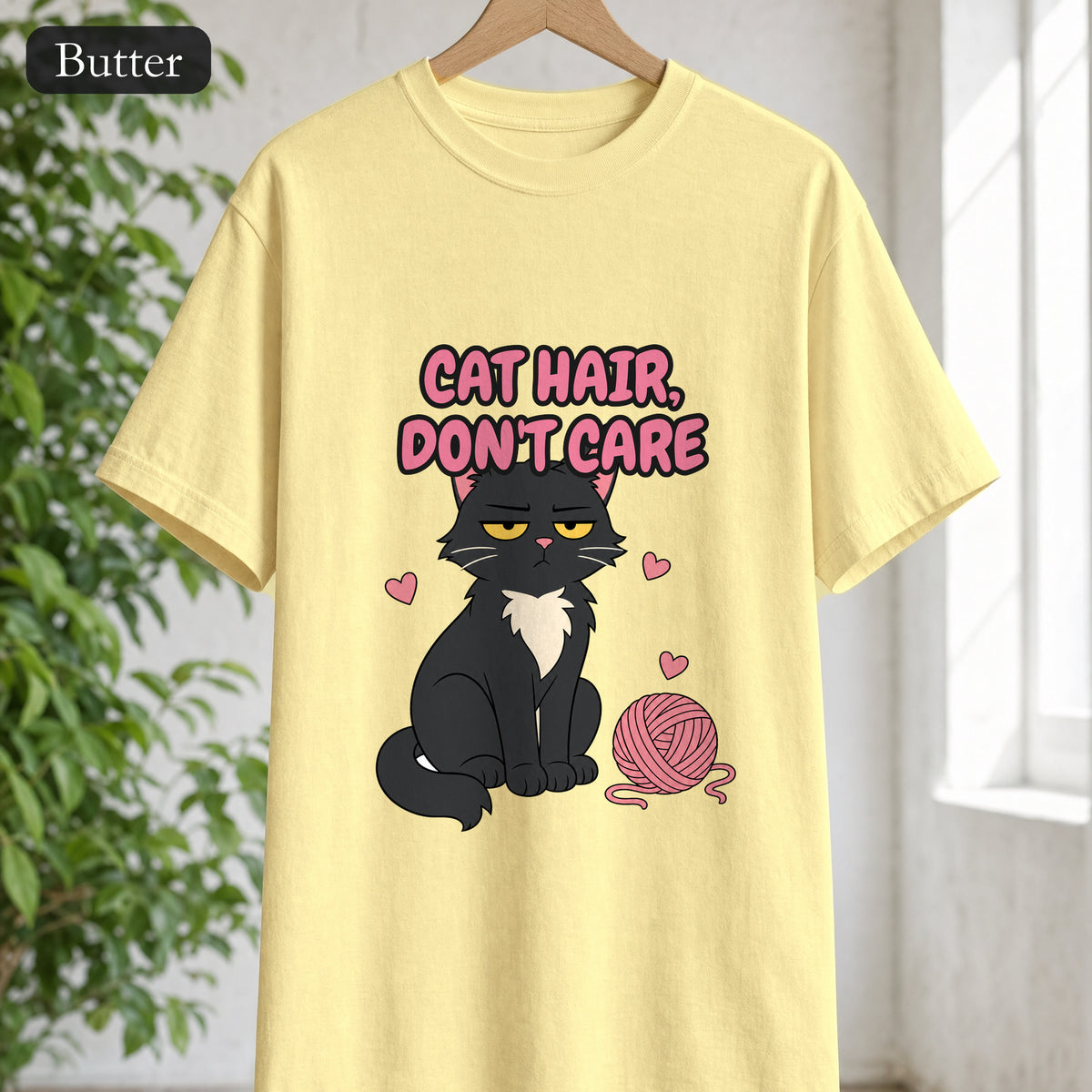Cat Hair Don't Care Shirt, Funny Cat Mom Tee, Cat Lover Gift, Cat Owner Sweatshirt