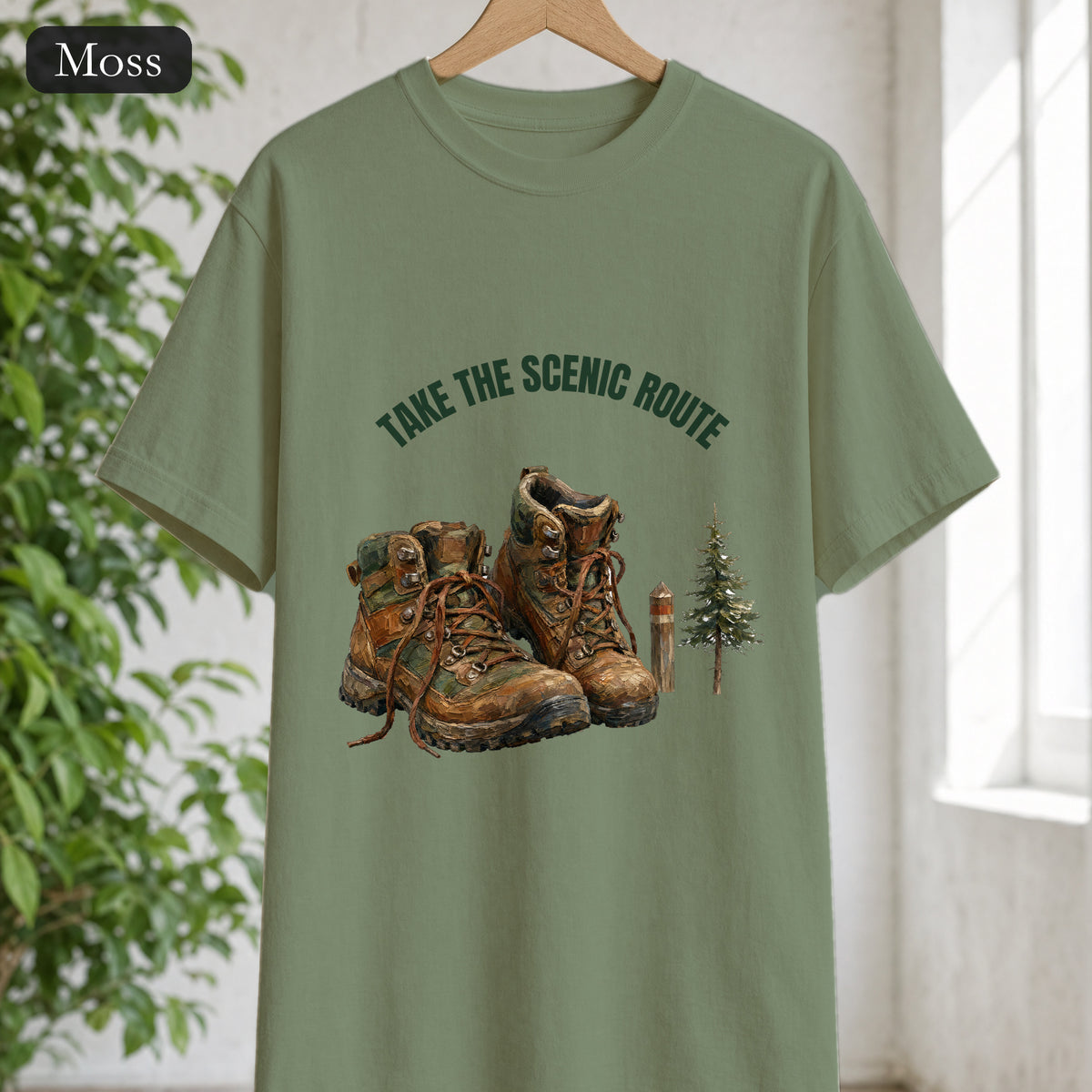Take the Scenic Route Shirt, Hiking Trail Tee, Outdoor Adventure Nature Gift, Painterly Mountain Sweatshirt