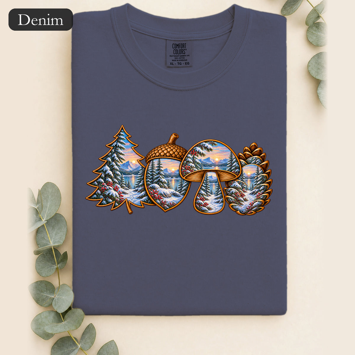 Winter Forest Tee, Vintage Cabin Nature Shirt