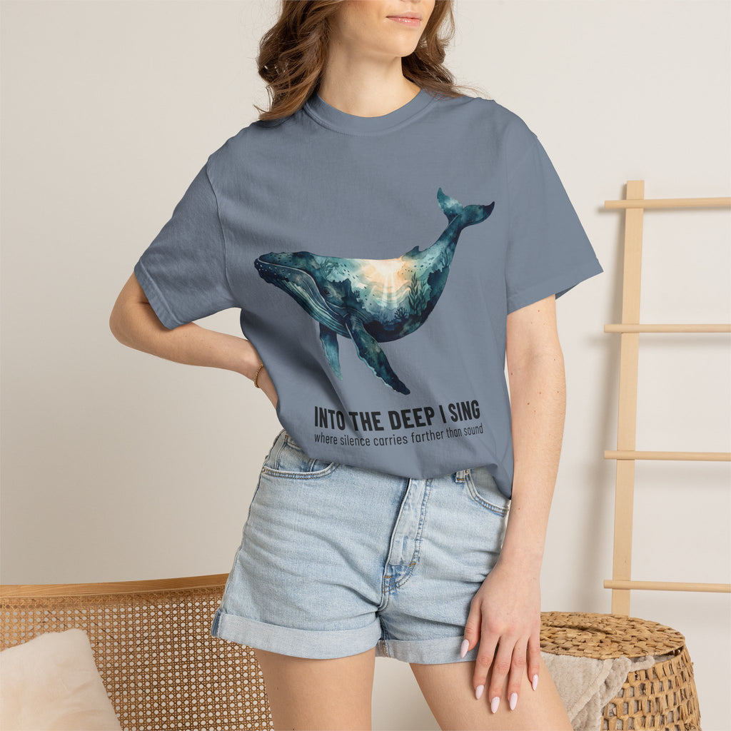 Whale Deep Ocean Graphic T-Shirt — "Into the Deep I Sing" Ocean Graphic Tee