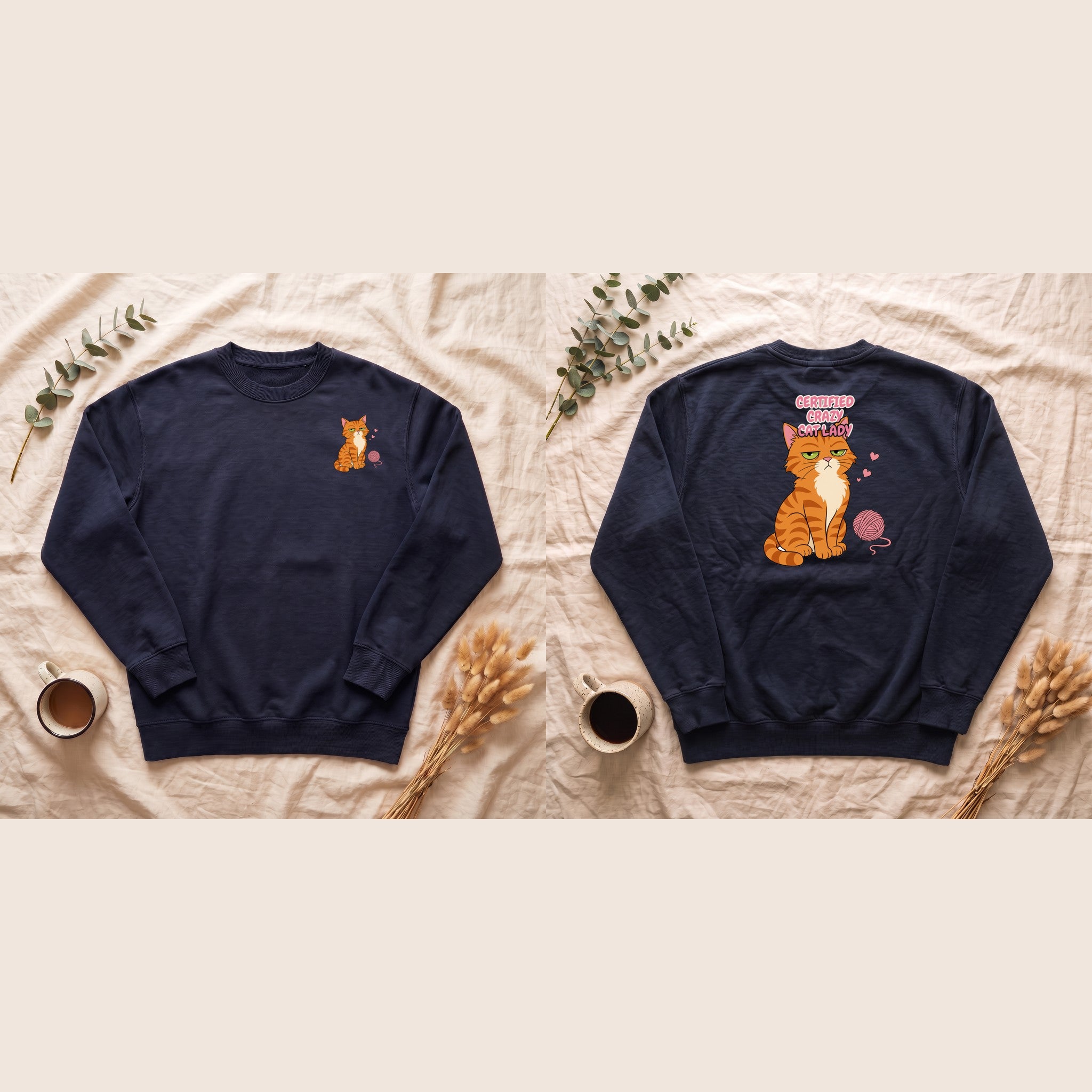 Certified Crazy Cat Lady Shirt, Orange Cat Mom Tee, Ginger Cat Lover Gift, Funny Cat Owner Sweatshirt