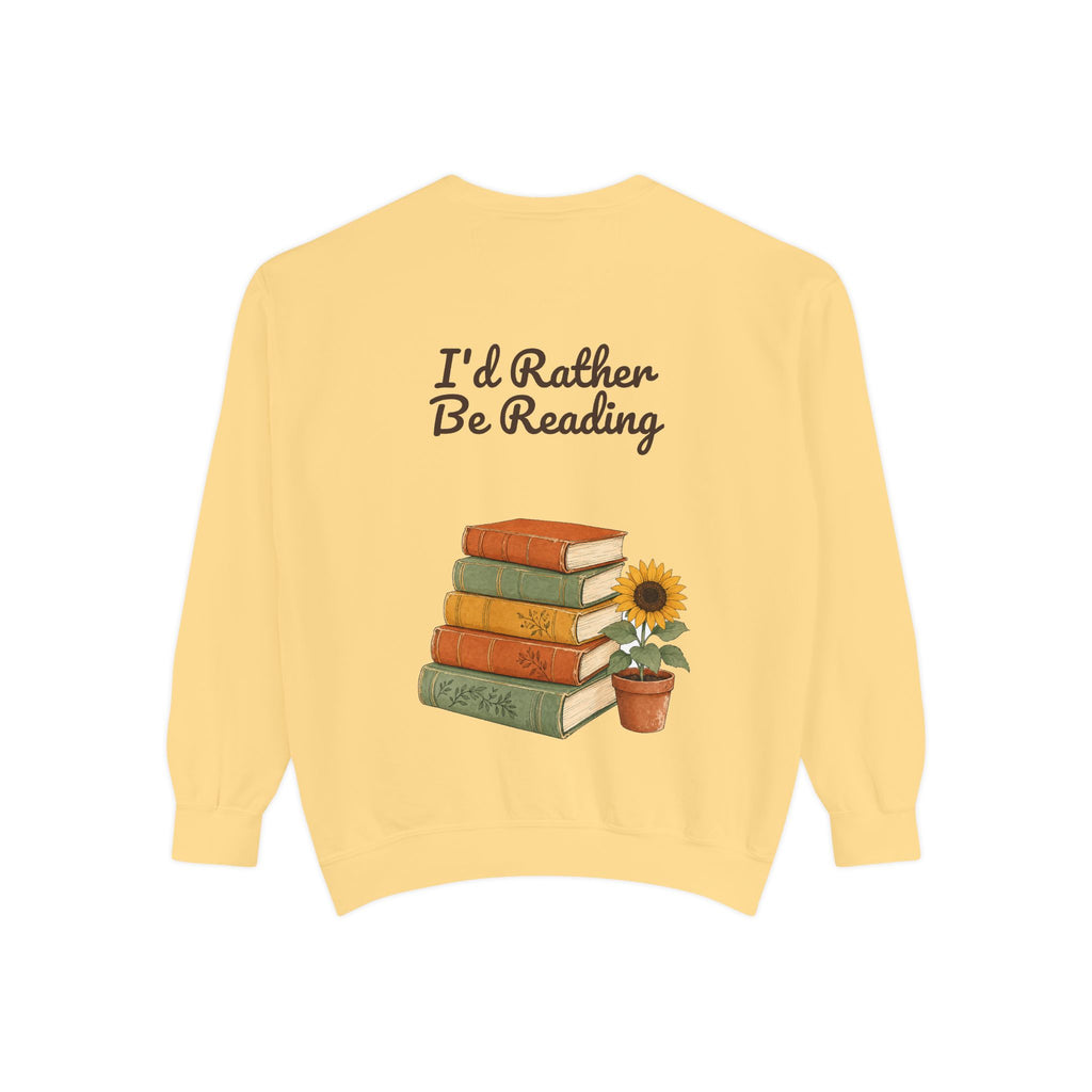 I'd Rather Be Reading Shirt, Book Lover Tee, Bookish Reader Gift, Cozy Sunflower Reading Sweatshirt
