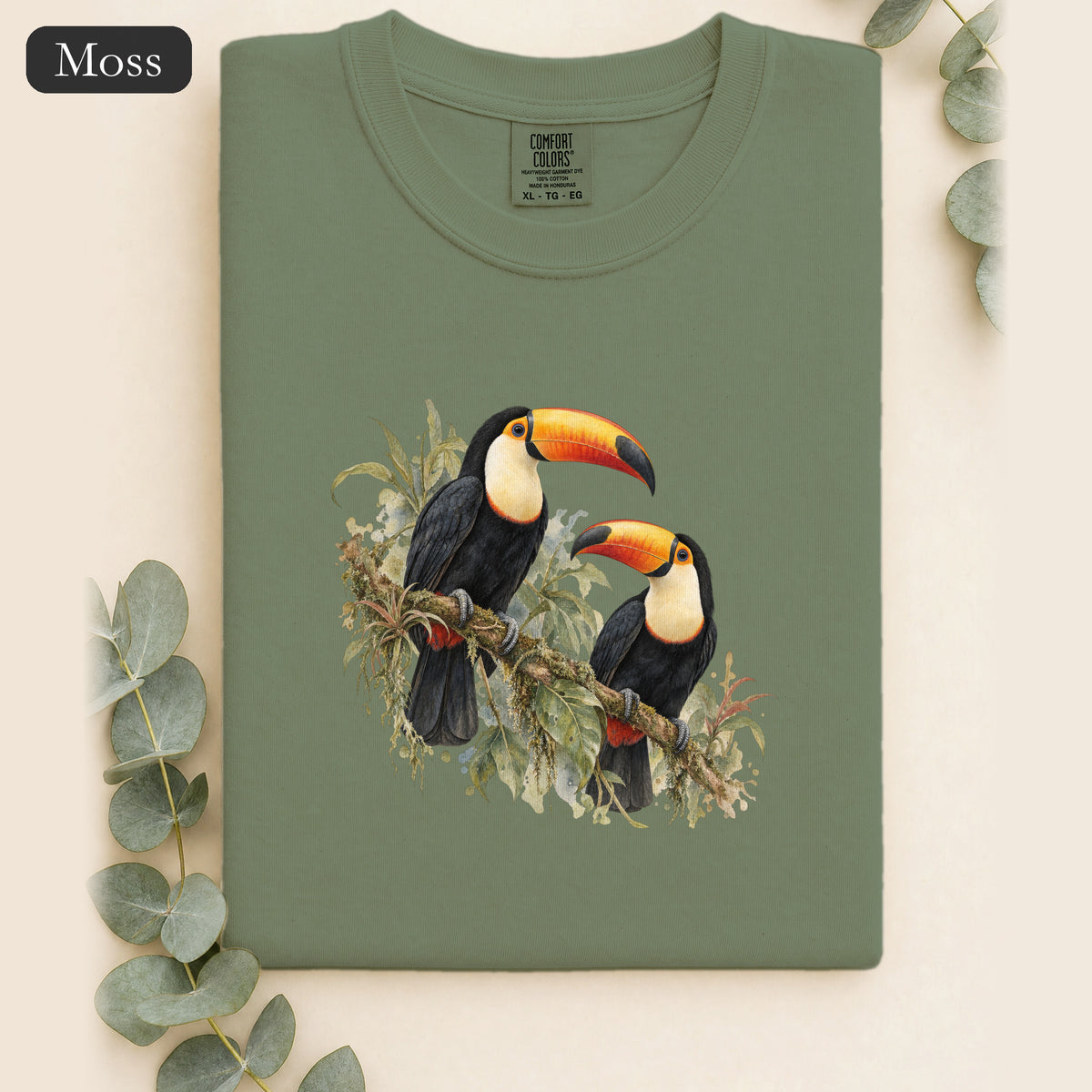 Toucan Pair Tropical Bird Shirt | Botanical Illustration