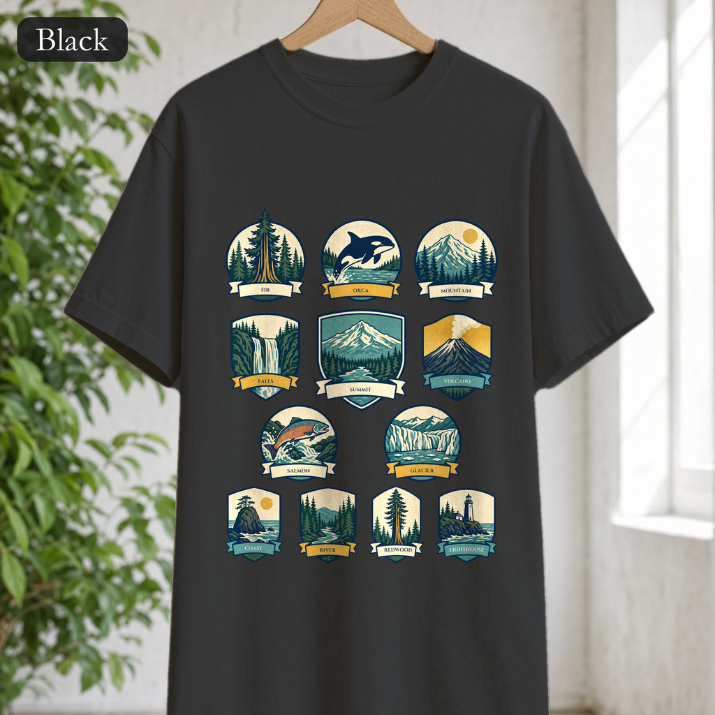 Pacific Northwest Shirt, PNW National Parks Badge Tee, Hiking Camping Gift, Retro Outdoor Adventure Sweatshirt