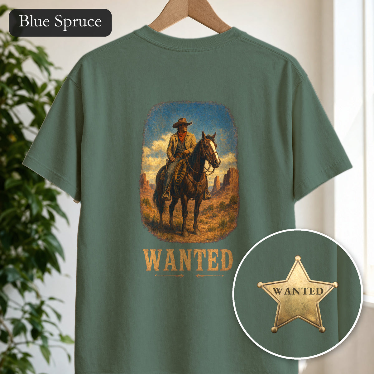 Wanted Cowboy Shirt, Vintage Western Wanted Poster Tee, Desert Outlaw Tee, Sheriff Star Cowboy Gift