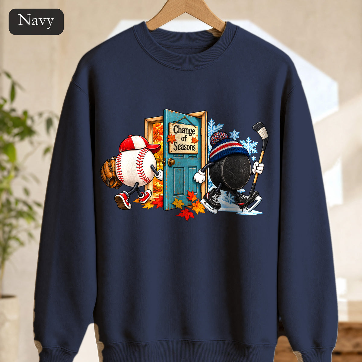 Baseball and Hockey 'Change of Seasons' Sweatshirt | Sports Autumn Winter Design