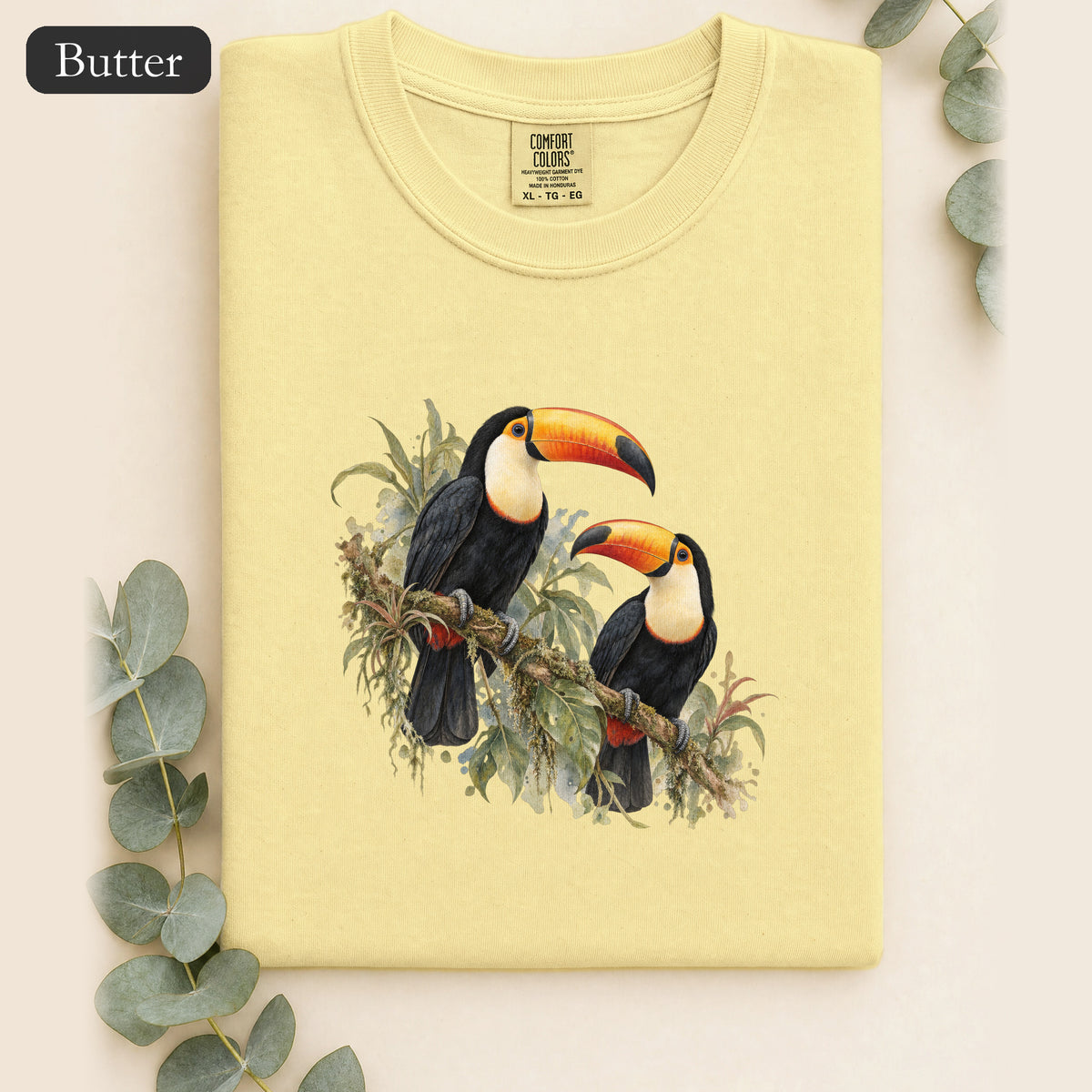 Toucan Pair Tropical Bird Shirt | Botanical Illustration