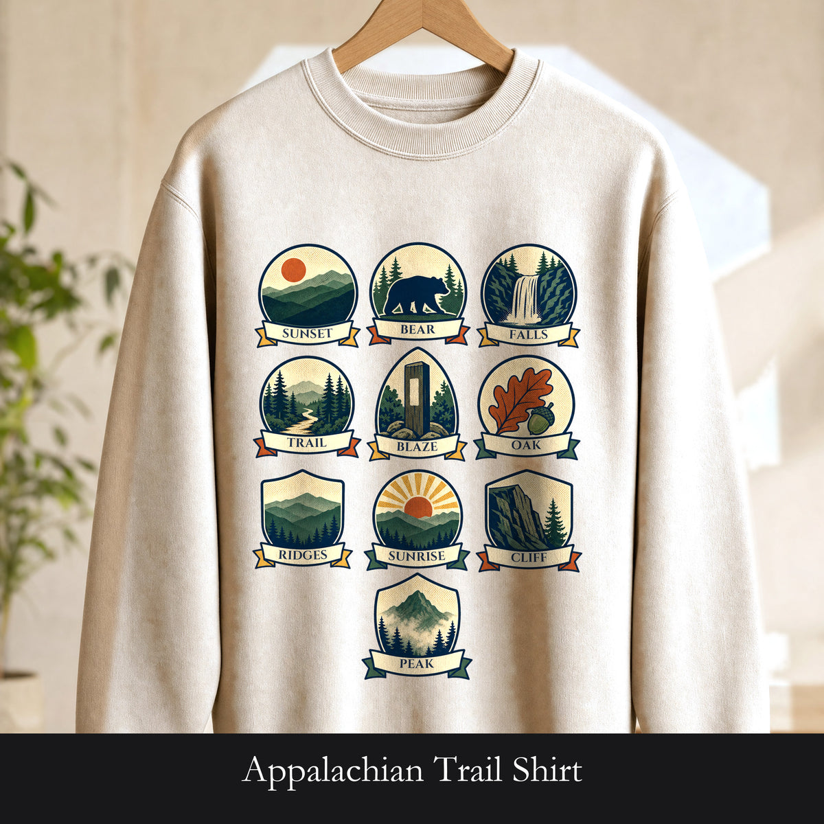 Appalachian Trail Shirt, Hiking Badge Tee, AT Thru Hiker Gift, Retro Adventure Nature Sweatshirt