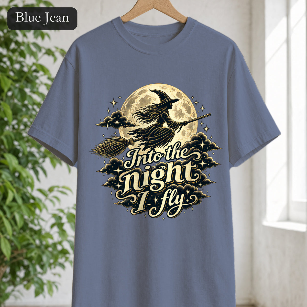 Witch Moon Shirt, Into the Night I Fly, Magical Halloween Tee, Witchy Aesthetic Gift