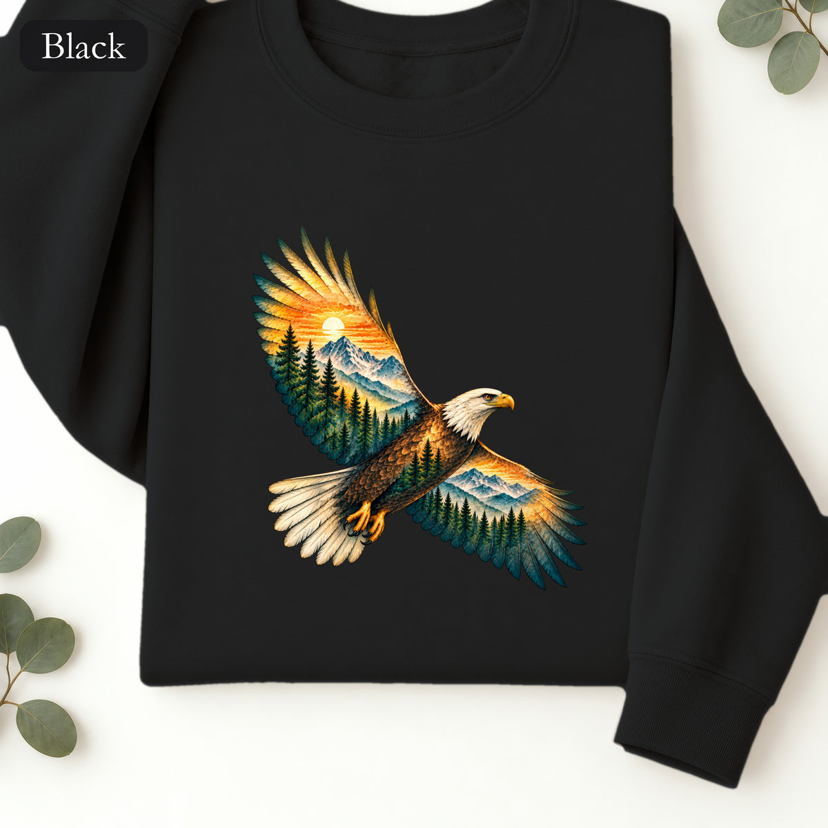 Soaring Eagle Mountain Scene Sweatshirt | Nature Bird Graphic