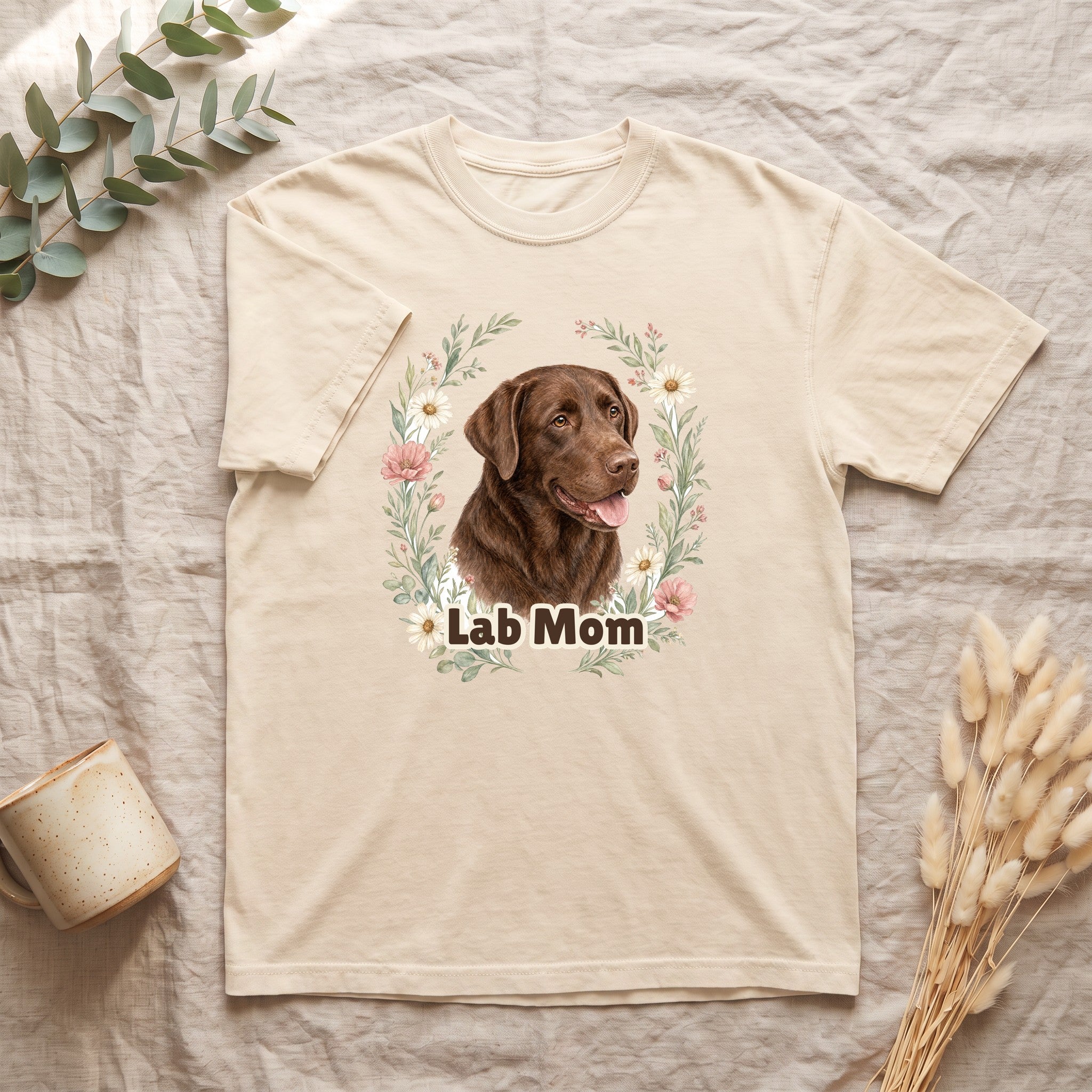 Chocolate Lab Mom Shirt, Labrador Mom Tee, Dog Mom Gift, Wildflower Dog Lover Sweatshirt, Cute Dog Owner Gift