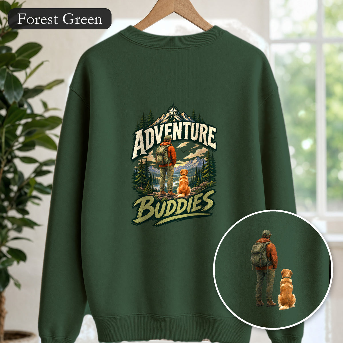 Adventure Buddies Shirt, Dog and Human Hiking Tee, Matching Dog Owner Gift, Painterly Outdoor Sweatshirt
