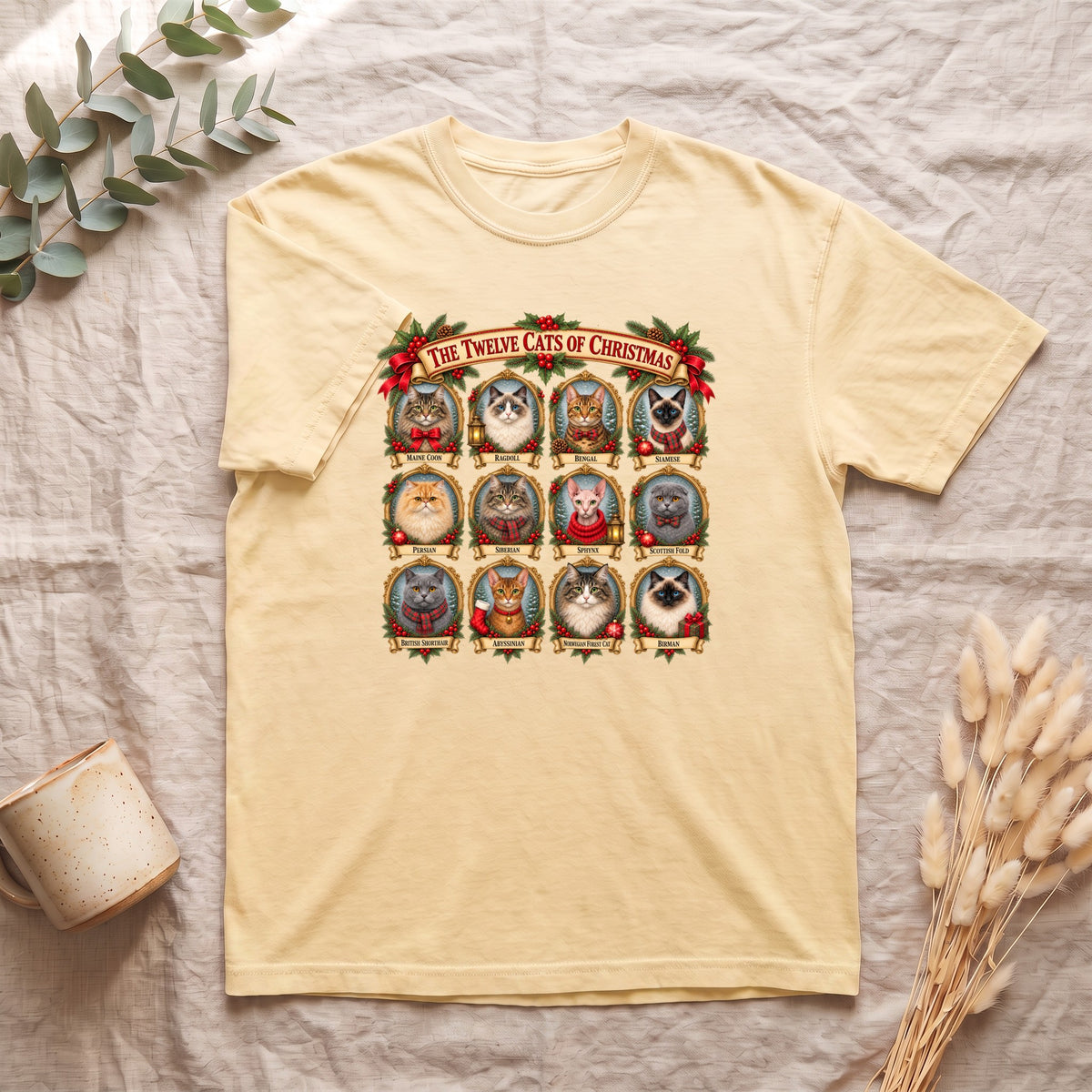 The Twelve Cats of Christmas shirt | holiday cat portrait collage