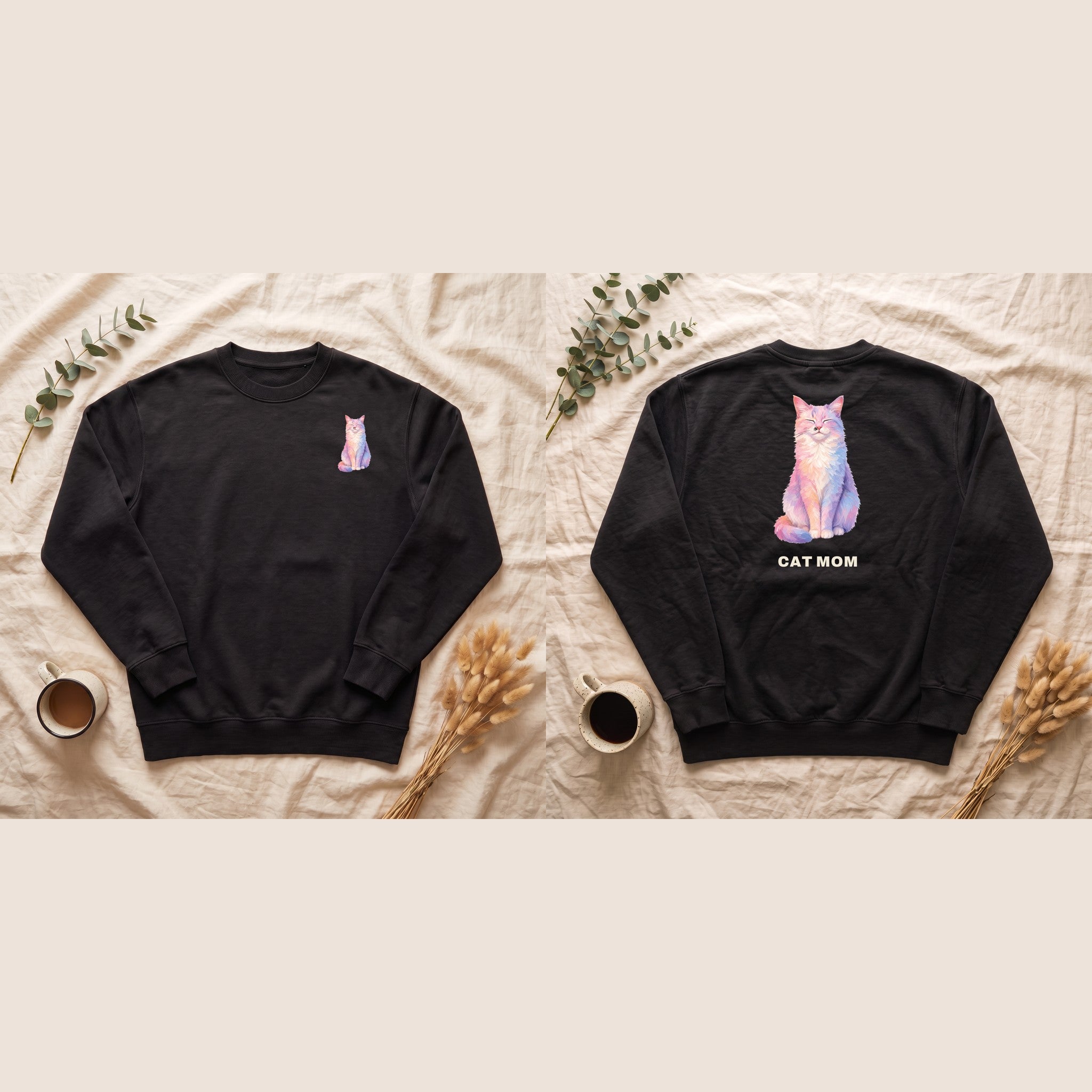 Cat Mom Shirt, Pastel Painterly Cat Tee, Cute Cat Lover Gift, Cat Owner Sweatshirt for Her