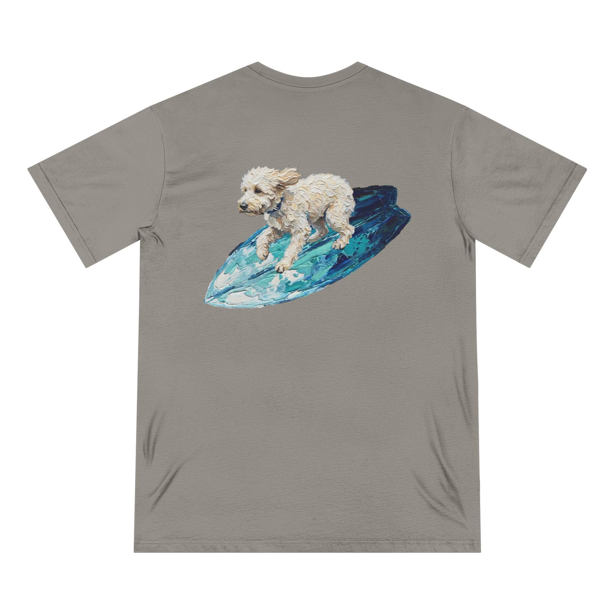 Organic Cotton Surfing Dog T-Shirt — Funny Beach Dog Tee