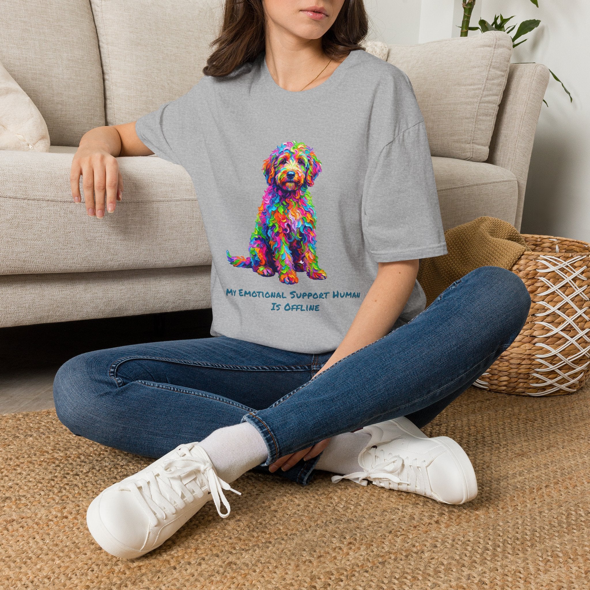 Goldendoodle T-Shirt — My Emotional Support Human Is Offline