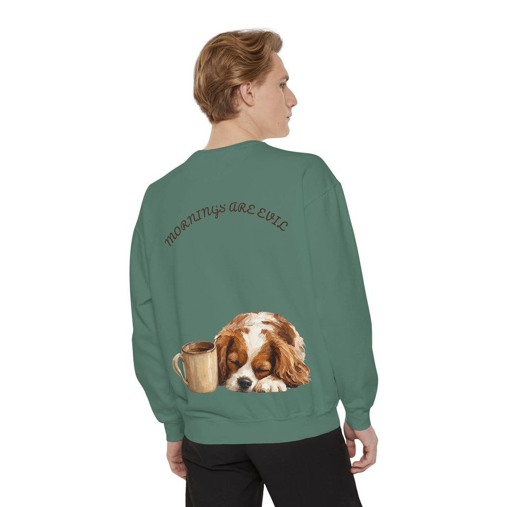 Mornings Are Evil Shirt, Funny Lazy Dog Coffee Tee, Not a Morning Person Gift, Painterly Dog Lover Sweatshirt