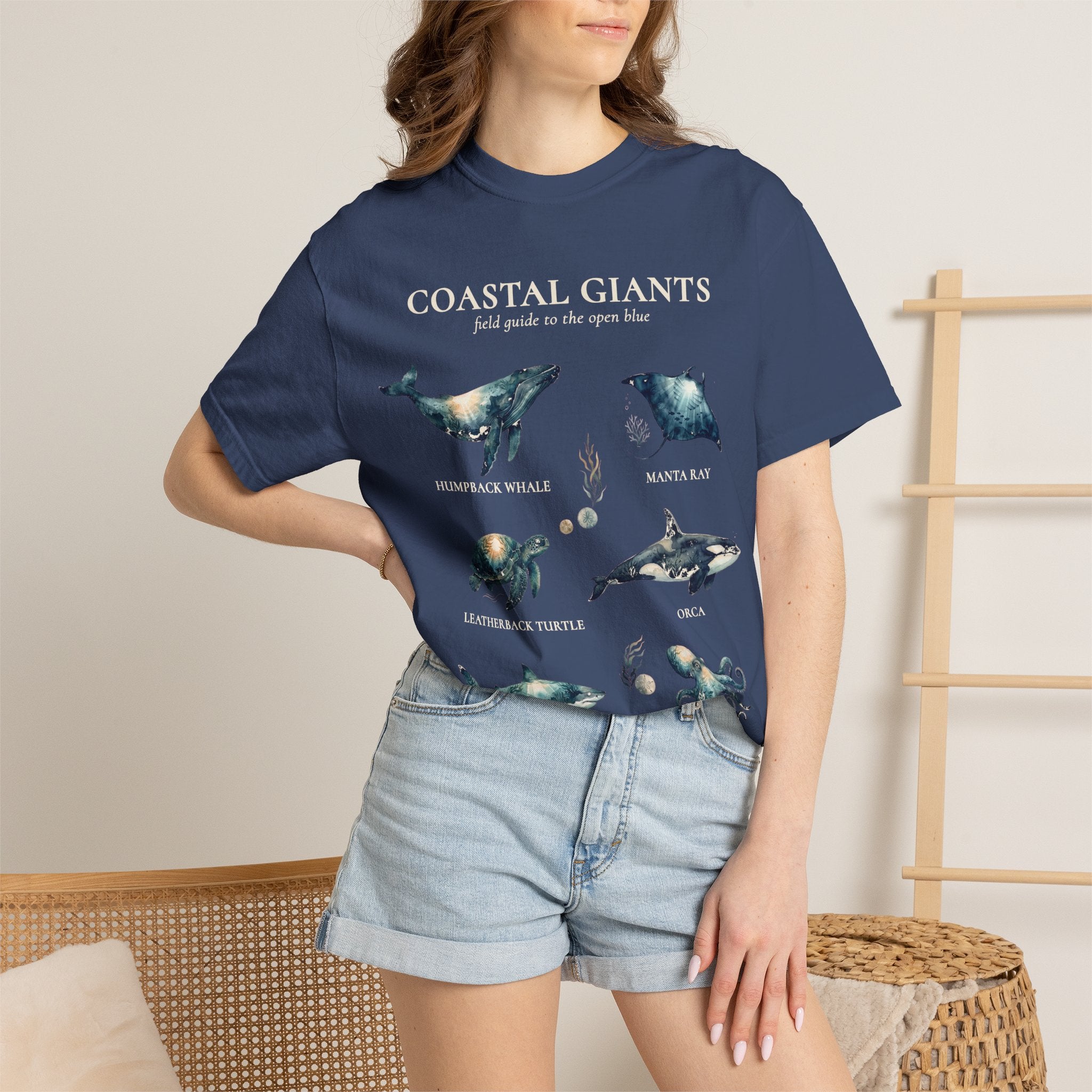 Coastal Giants Ocean Field Guide Shirt, Whale Manta Sea Turtle Tee, Marine Life Ocean Lover Gift, Nautical Sweatshirt