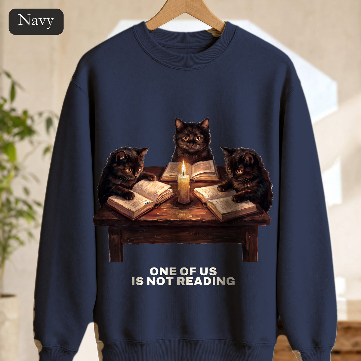 Book Club Cats Sweatshirt, One Of Us Is Not Reading Crewneck, Funny Book Club Group Sweatshirt, Reader Cat Lover Gift