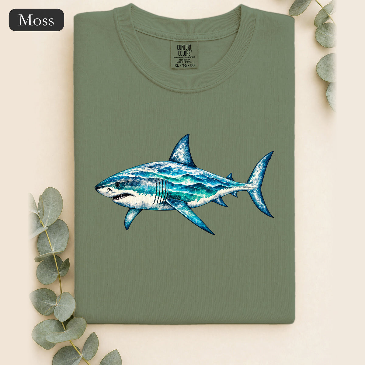 Blue Watercolor Shark Shirt | Ocean Fish Illustration