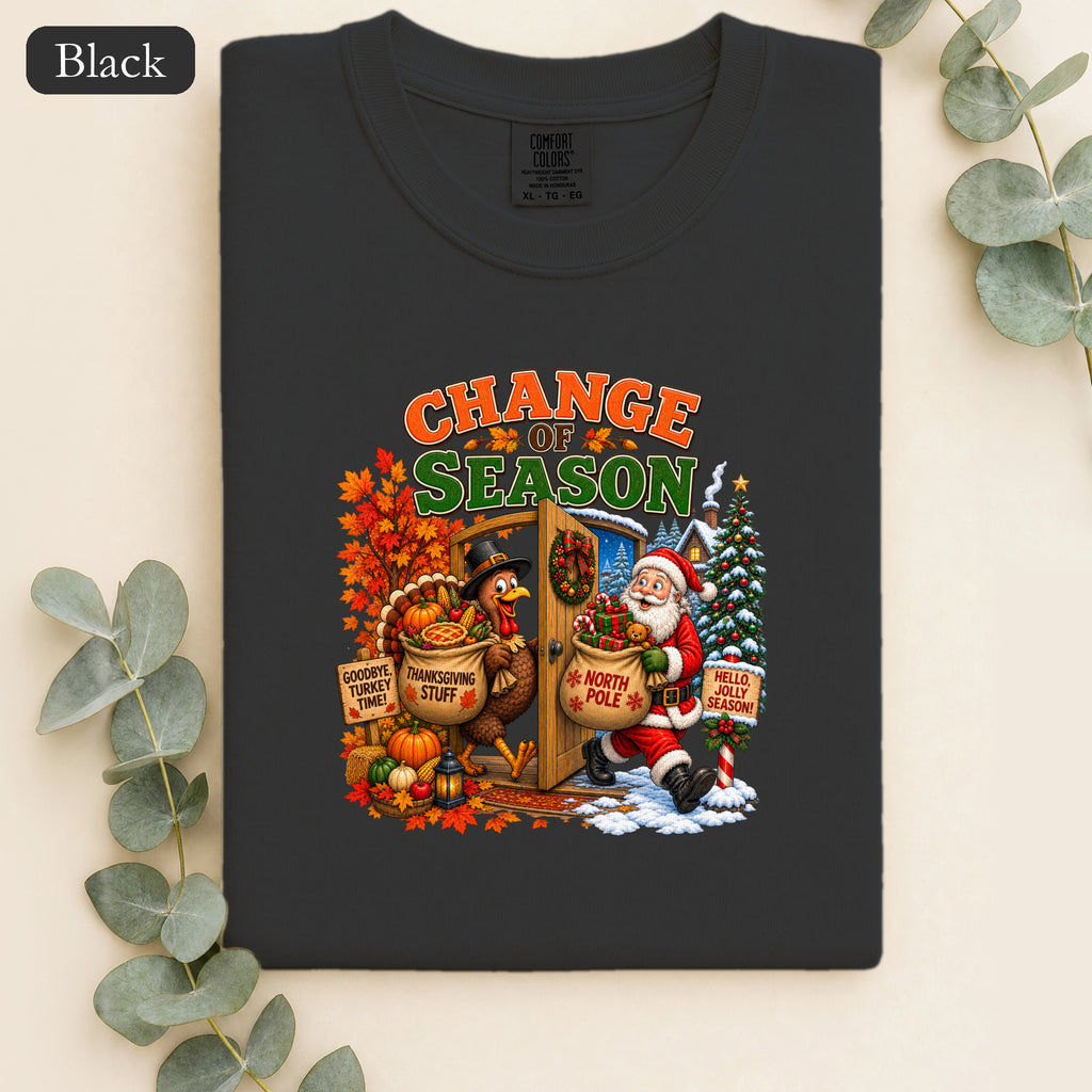 Change of Season Shirt | Fall to Winter Holiday Pumpkin Santa Design