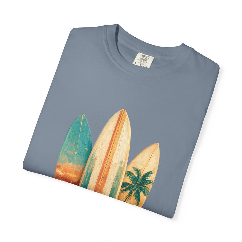 Vintage Surfboard Quarter Zip, Painterly Surf Art Pullover, Beach Coastal Surfer Gift, Summer Ocean Sweatshirt