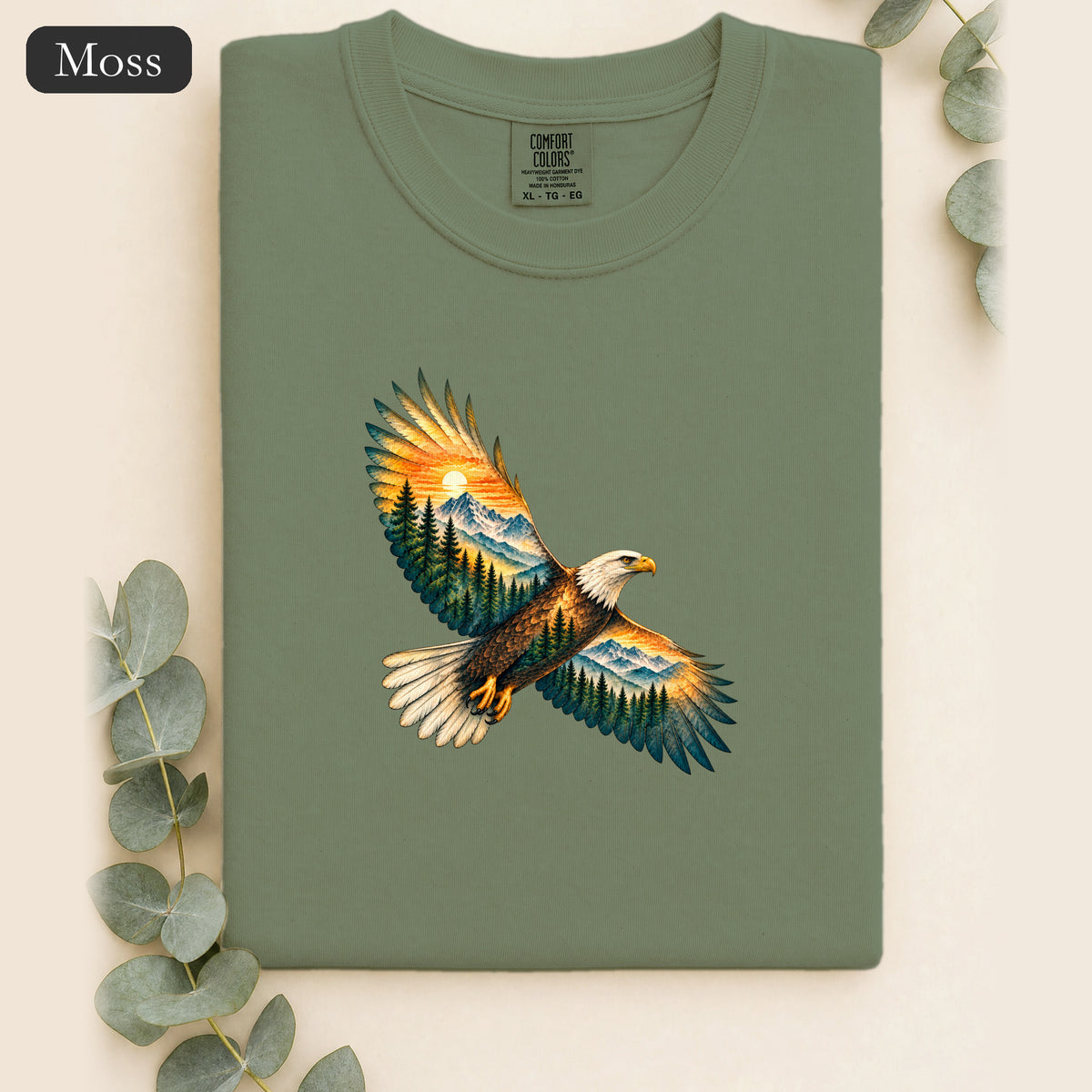 Soaring Eagle Mountain Scene Shirt | Nature Bird Graphic