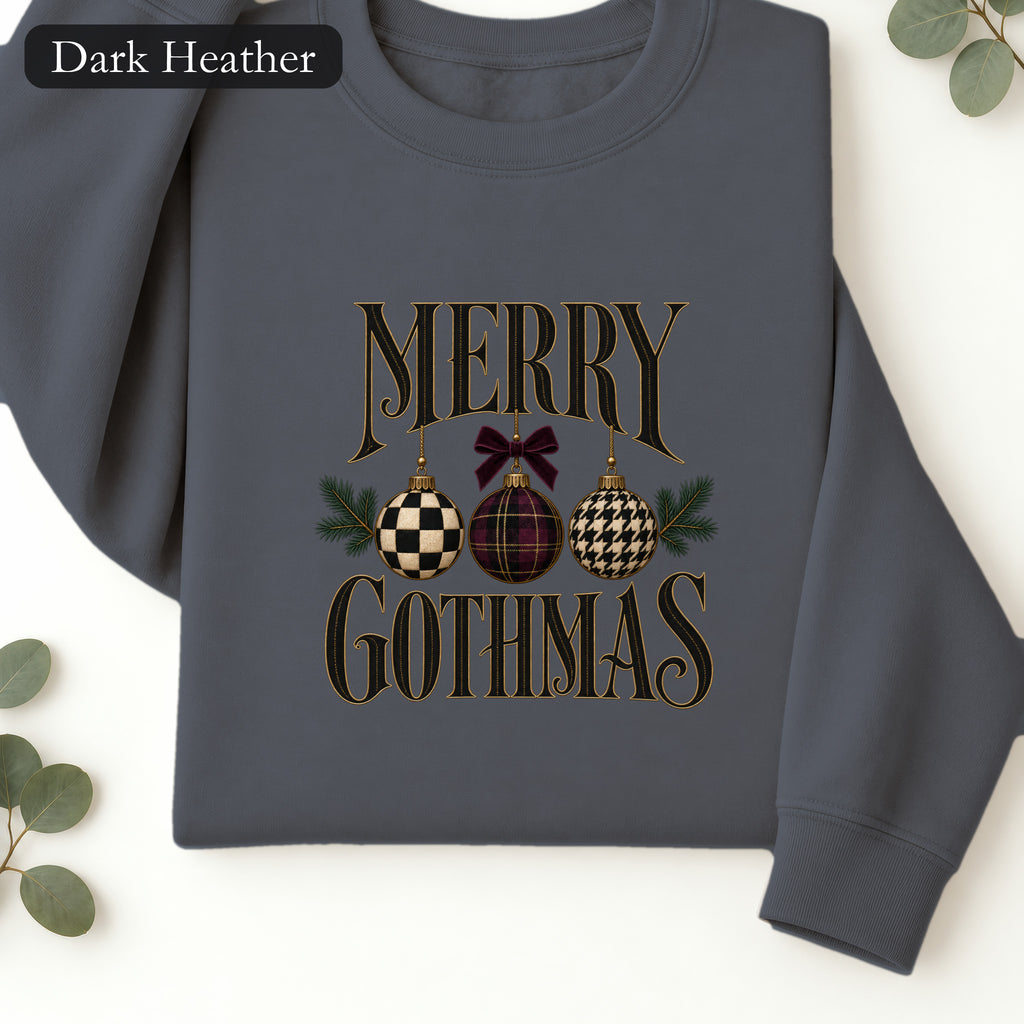 Merry Gothmas Christmas Ornament Design Sweatshirt | Faux Embroidery