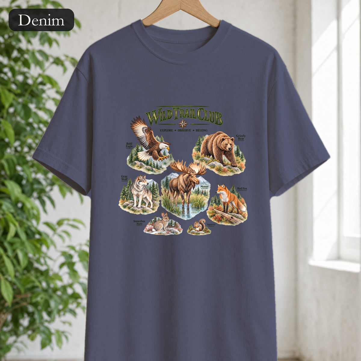 Wild Trail Club Shirt, Woodland Animals Tee, Walk Steady Go Far, Hiking Nature Lover Gift