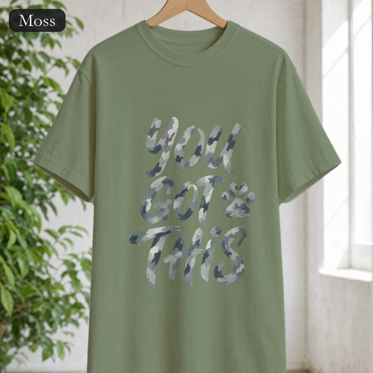 You Got This Shirt, Camo Motivational Tee, Encouragement Mental Health Gift, Positive Vibes Paw Print Sweatshirt