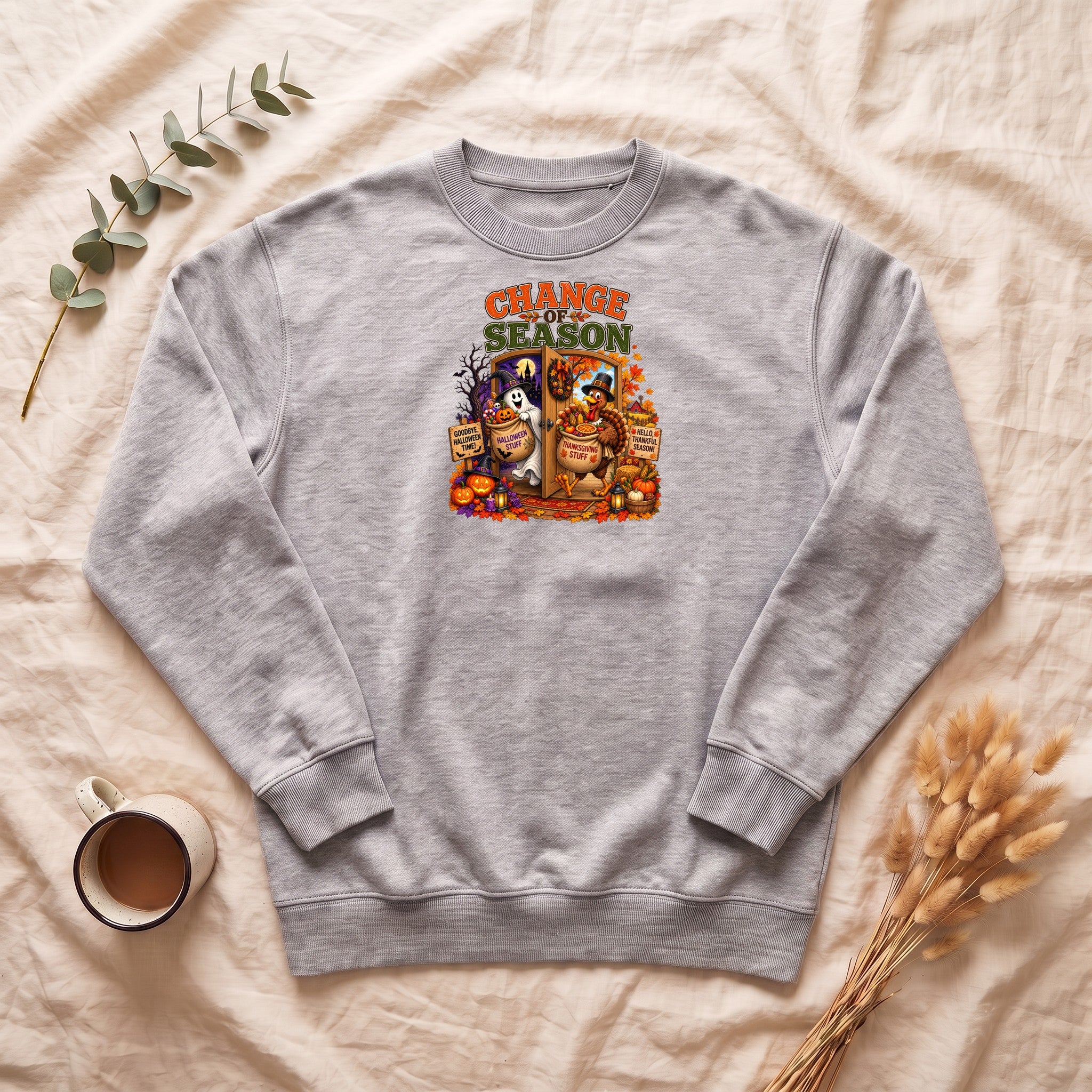 Change Season crewneck sweatshirt | Halloween autumn pumpkins spooky tombstones