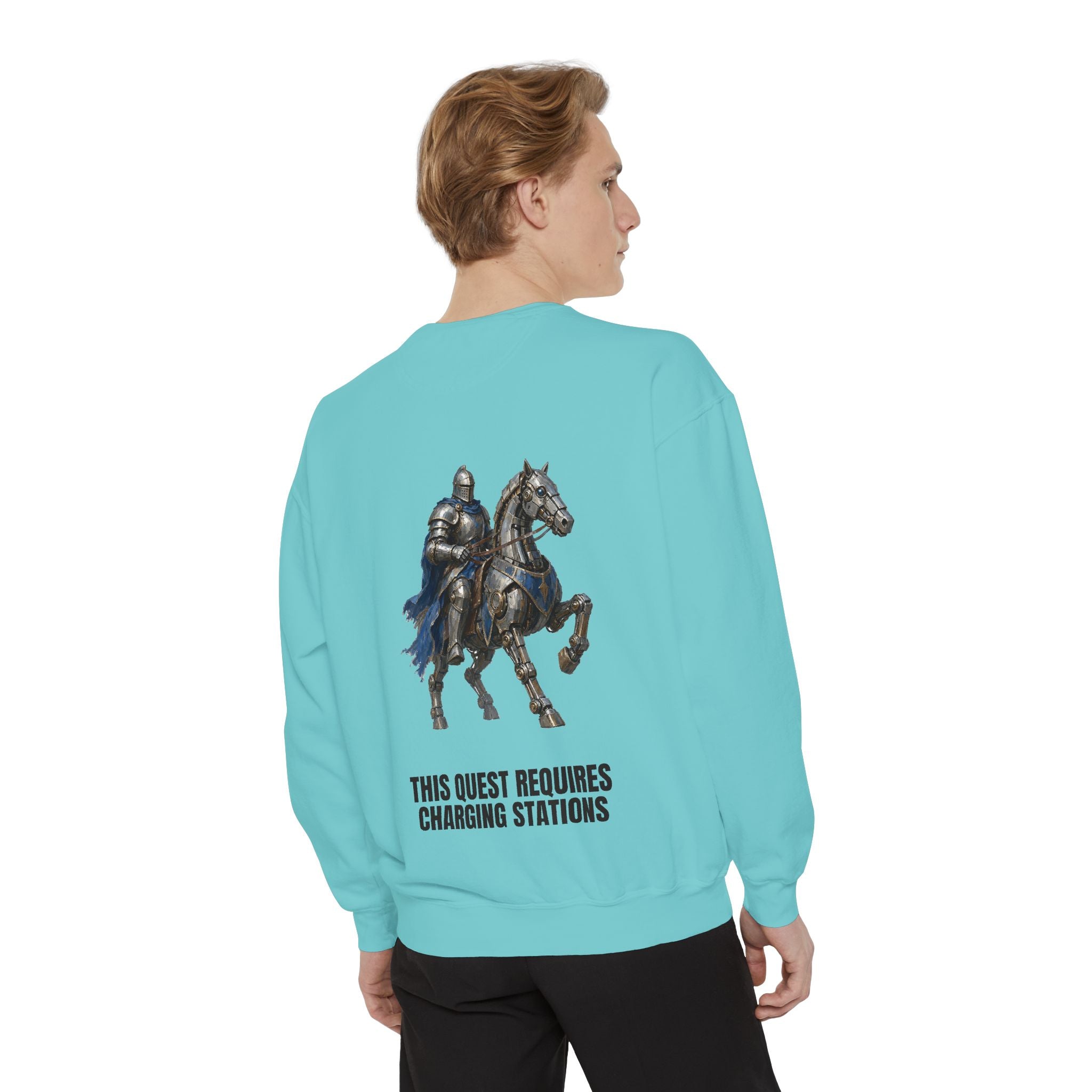 This Quest Requires Charging Stations Shirt, Knight Robot Horse Tee, Funny Gamer Tech Gift, Sci-Fi Fantasy Sweatshirt