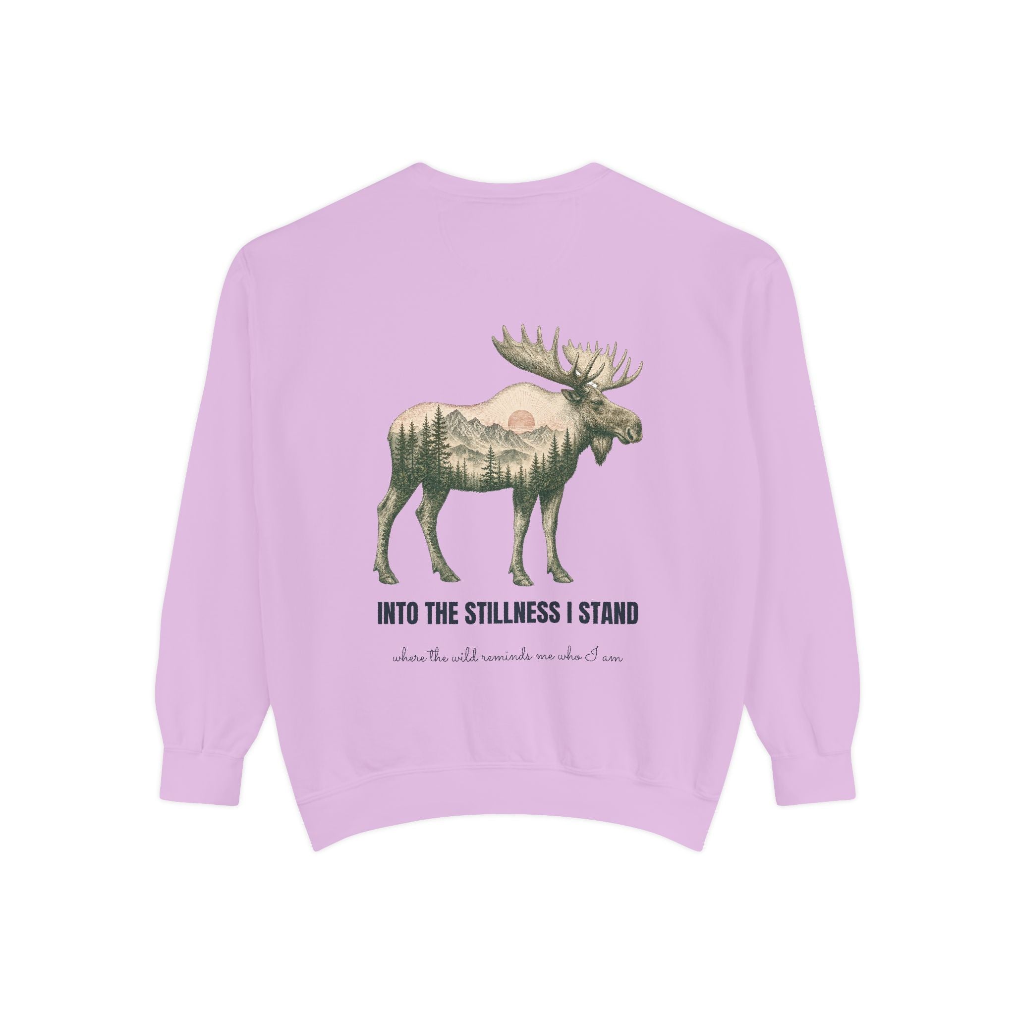 Into the Stillness I Stand Shirt, Moose Double Exposure Tee, Mountain Wilderness Camping Gift, Woodland Nature Sweatshirt
