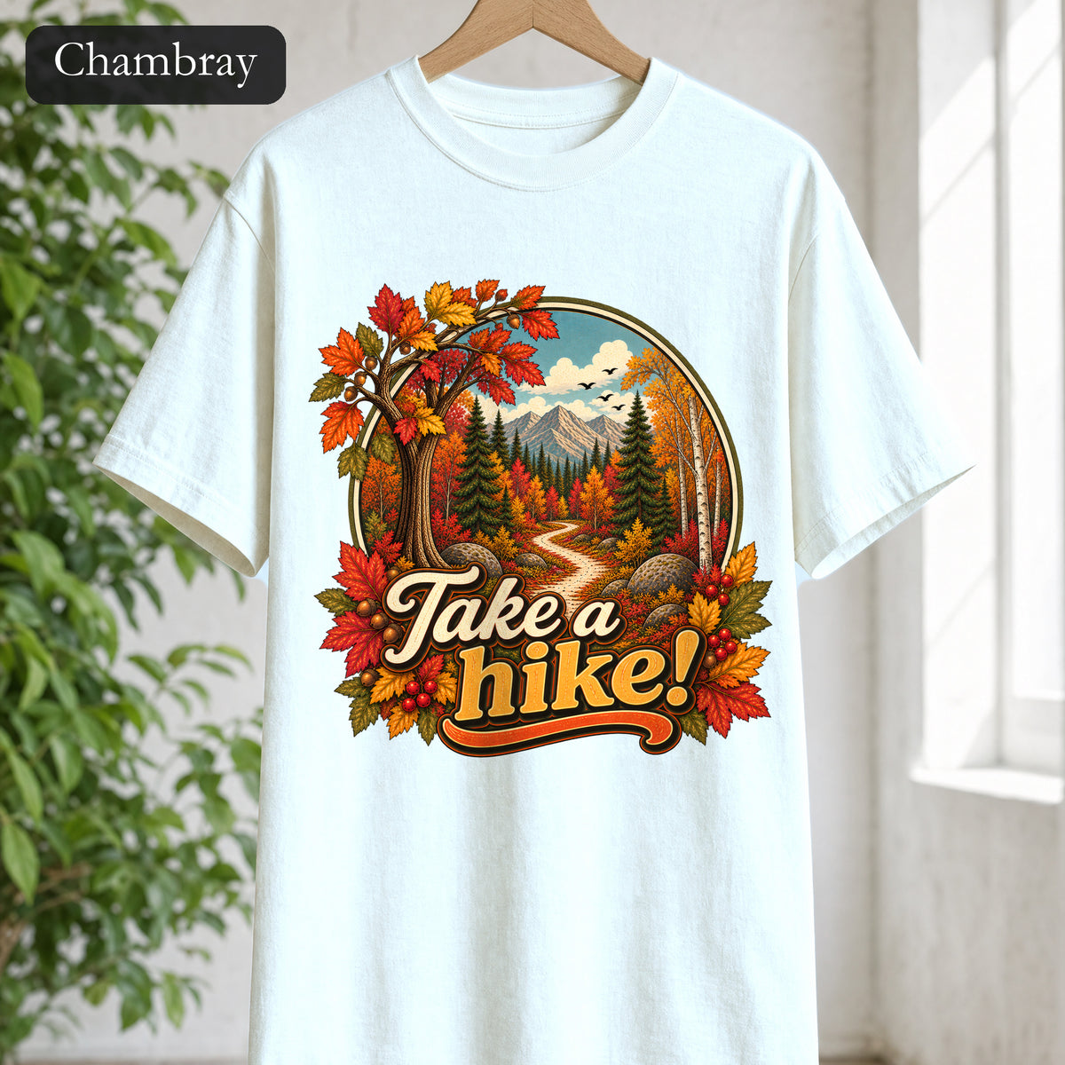 Take a Hike! retro mountain scene Shirt | autumn hiking design
