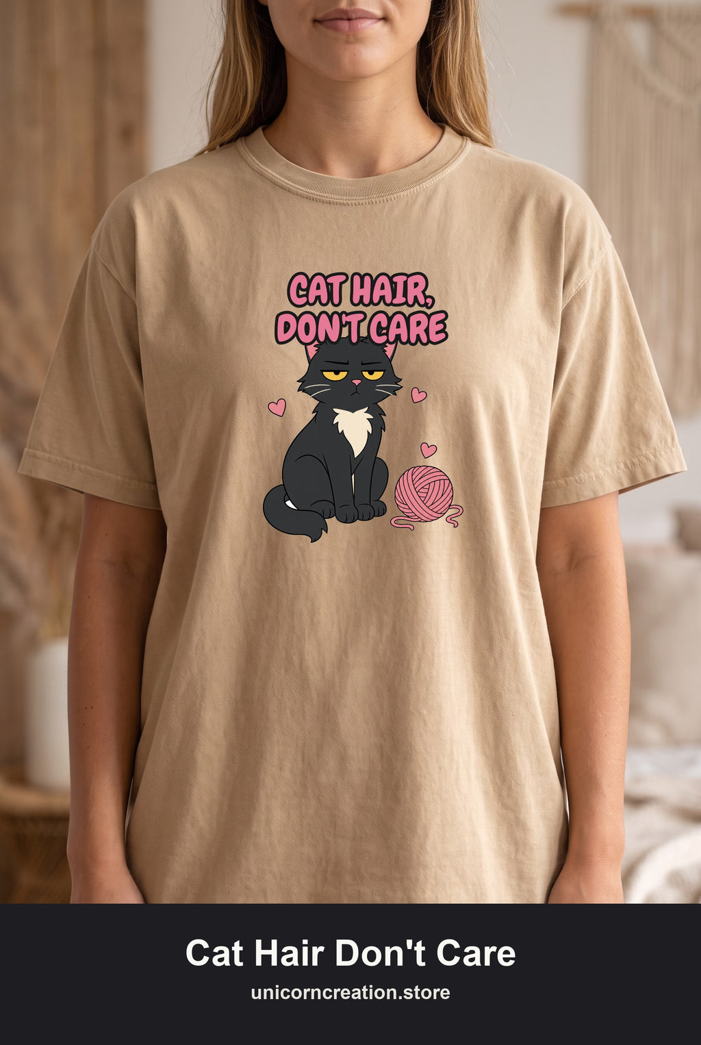 Cat Hair Don't Care Shirt, Funny Cat Mom Tee, Cat Lover Gift, Cat Owner Sweatshirt